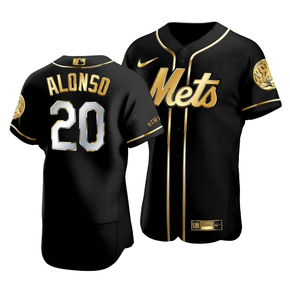 Men's New York Mets Pete Alonso #20 Golden Edition Black Jersey - Friend Lounge Store - Shop for All Things Jerseys Sports - PersonalJerseys