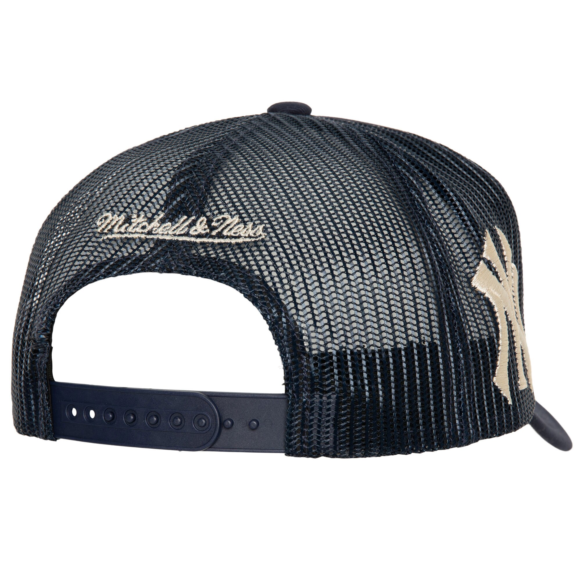 New York Yankees Mitchell & Ness Cooperstown Collection Circle Change Trucker Adjustable Hat - Navy - PersonalJerseys