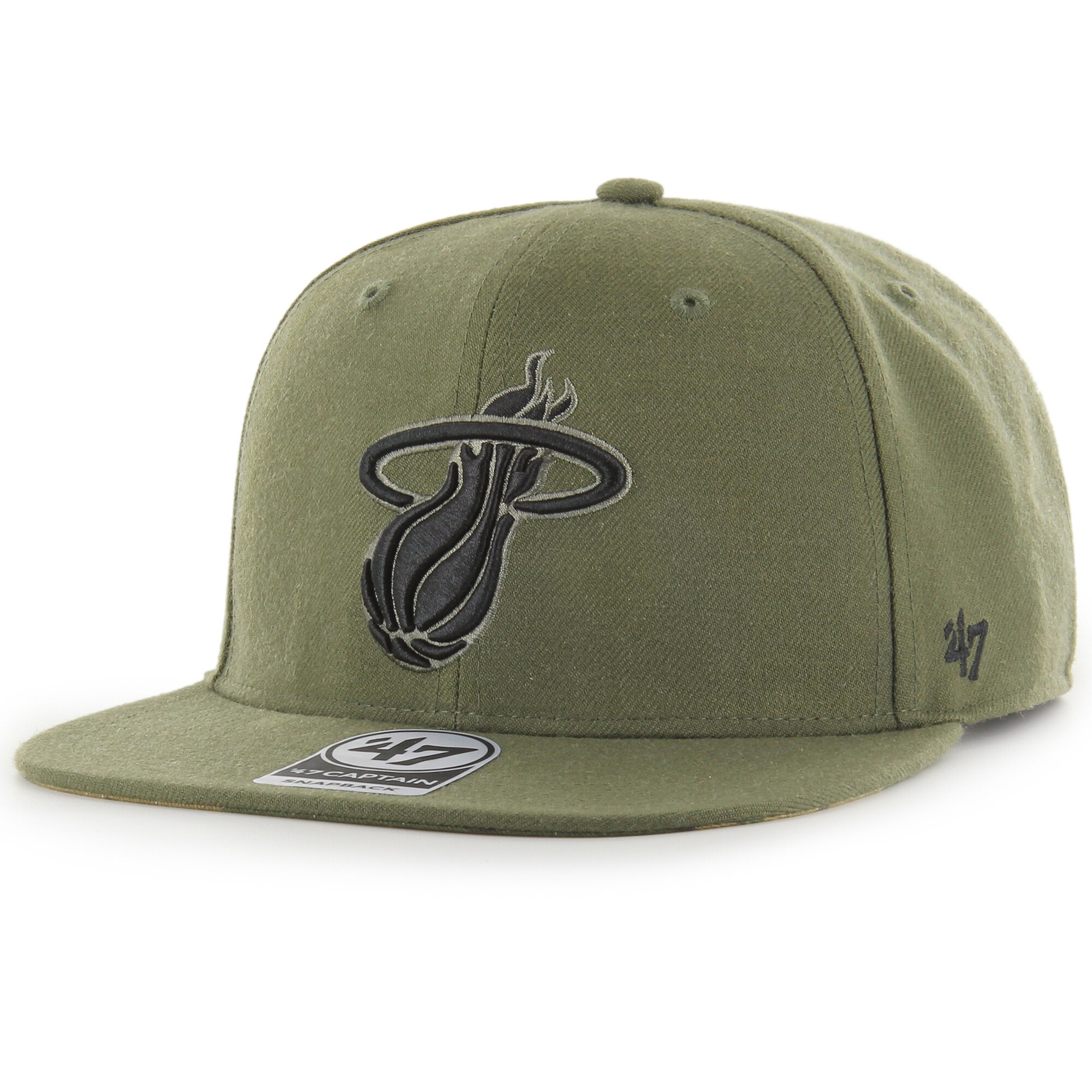 Miami Heat '47 Ballpark Camo Captain Snapback Hat - Olive - PersonalJerseys