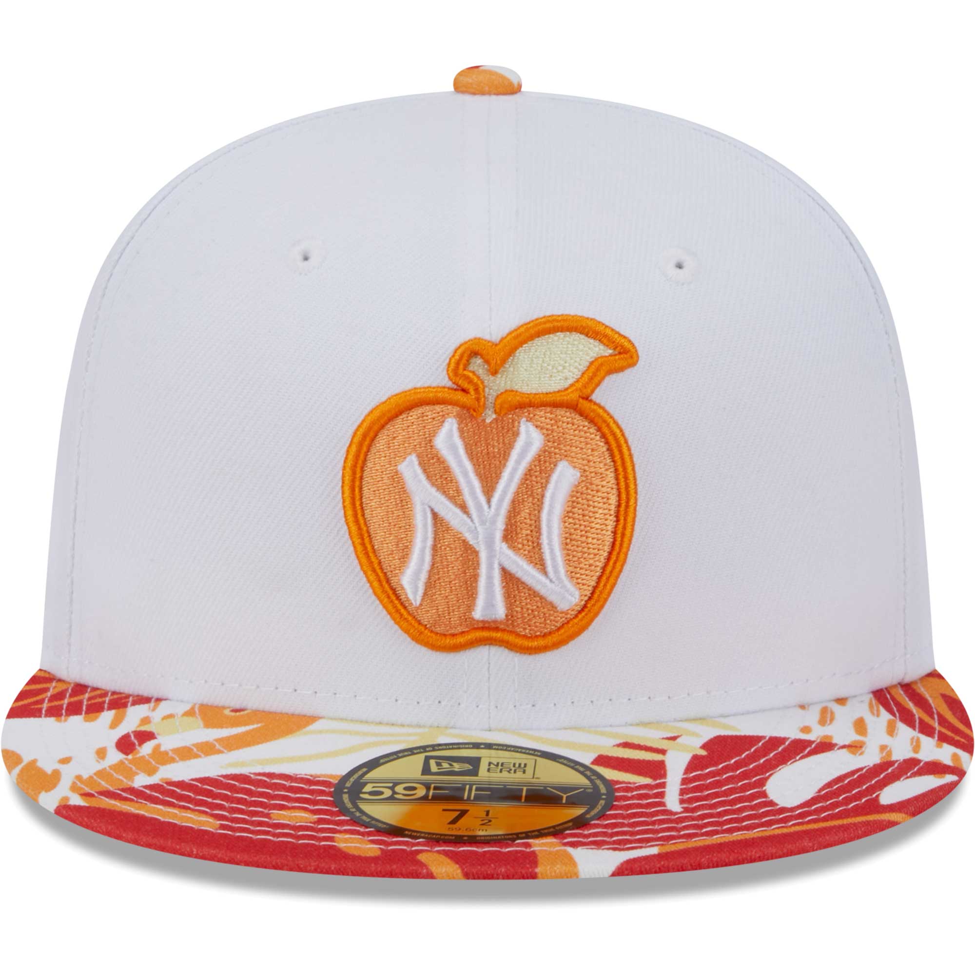 New York Yankees New Era Flamingo 59FIFTY Fitted Hat - White/Orange - PersonalJerseys