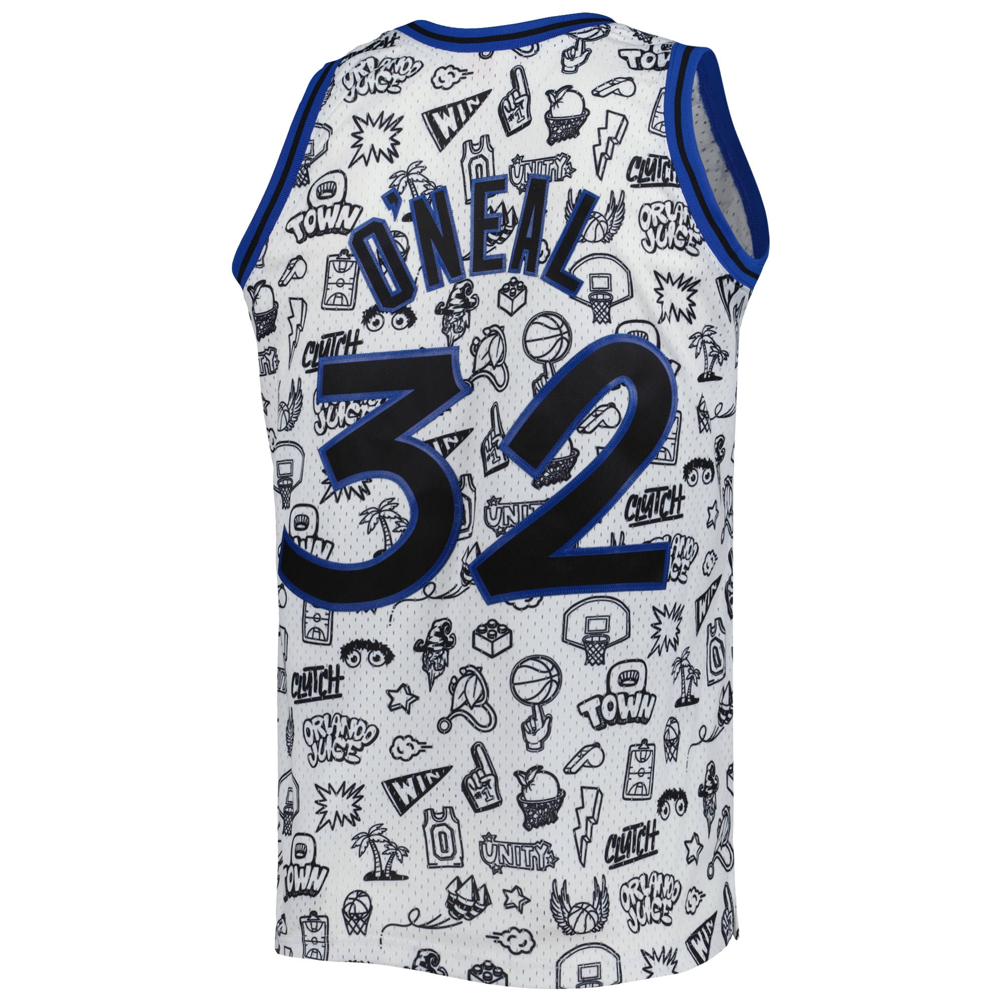 Shaquille O'Neal Orlando Magic Mitchell & Ness 1994/95 Hardwood Classics Doodle Swingman Jersey - White - PersonalJerseys