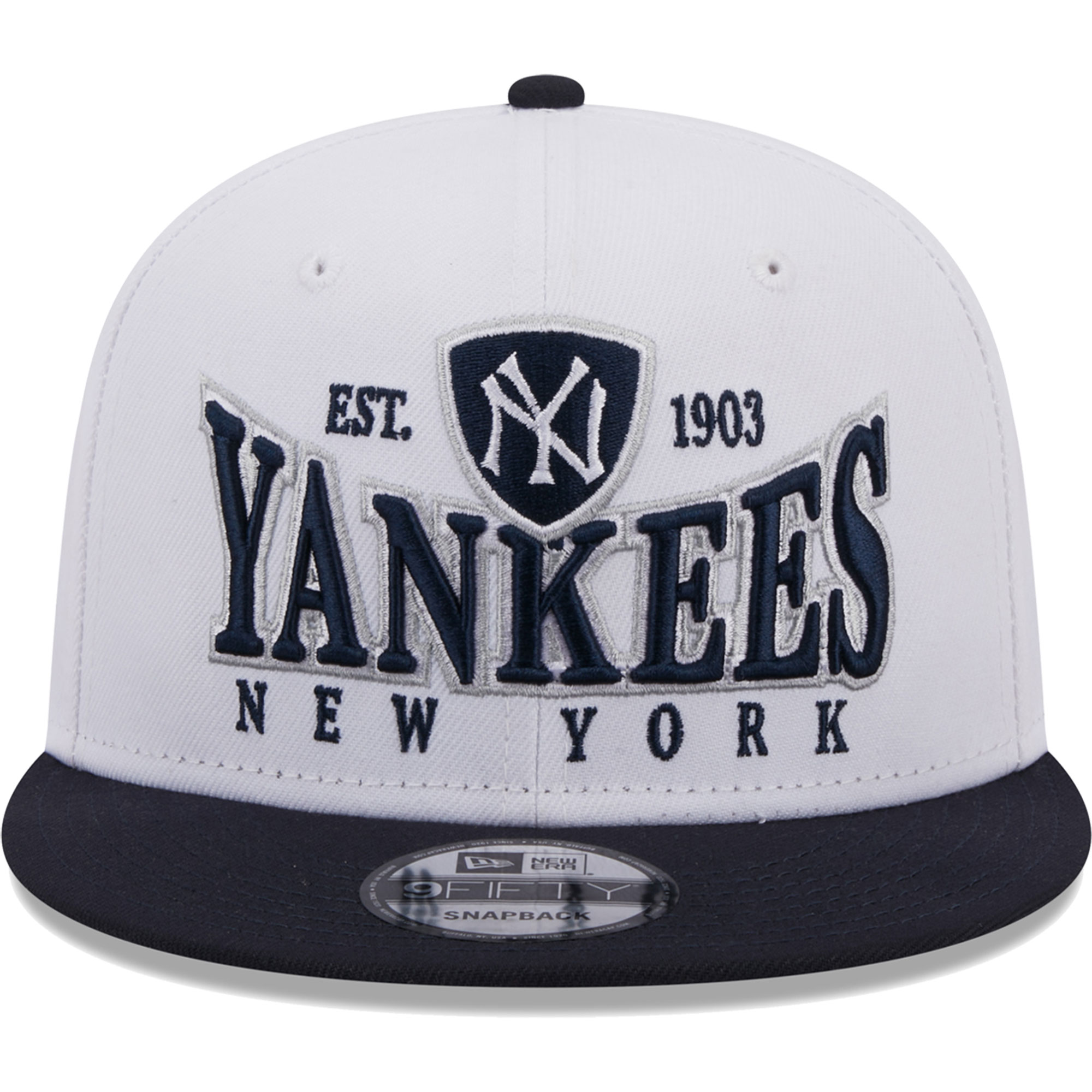 New York Yankees New Era Crest 9FIFTY Snapback Hat - White/Navy - PersonalJerseys