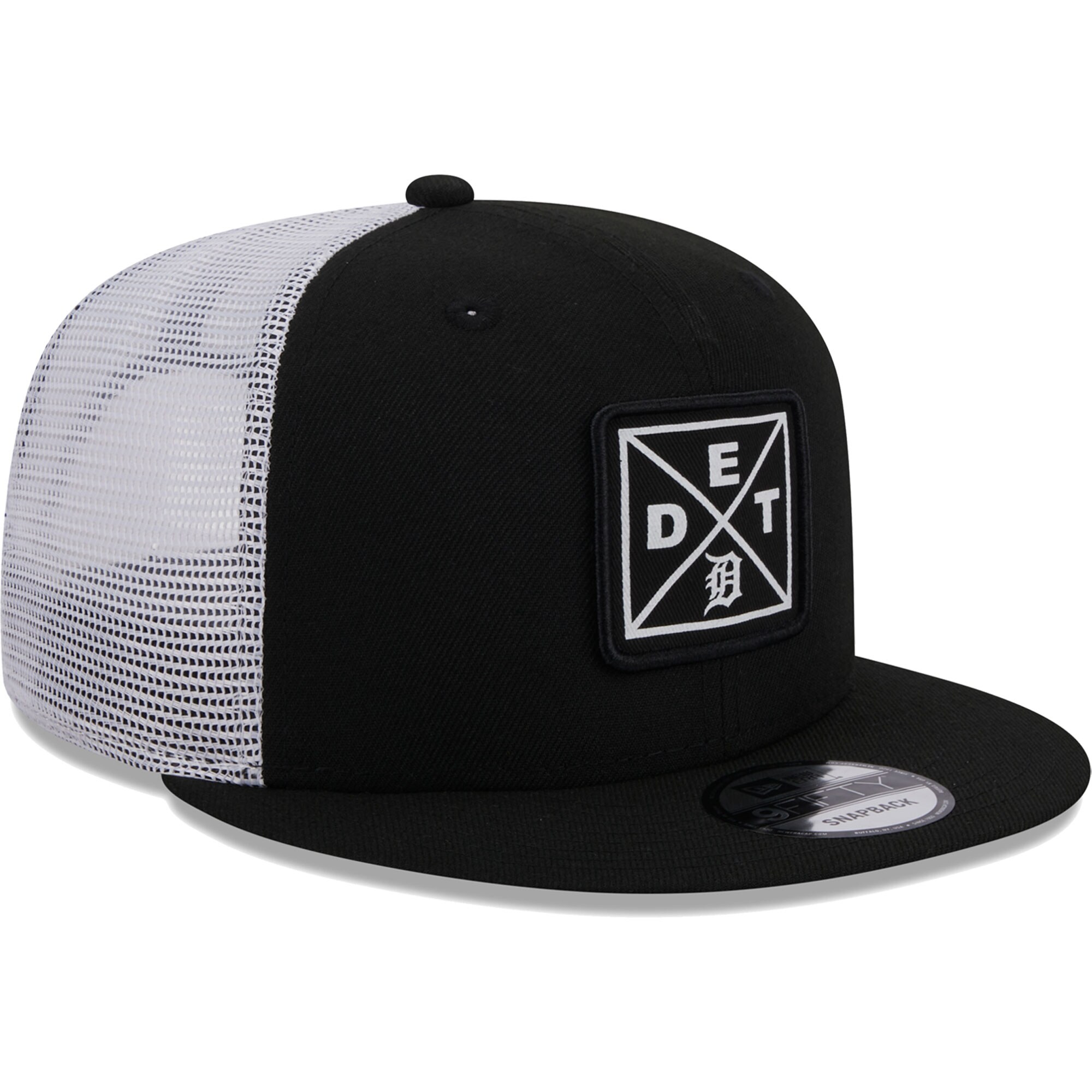 Detroit Tigers New Era Vert Squared Trucker 9FIFTY Snapback Hat - Black - PersonalJerseys