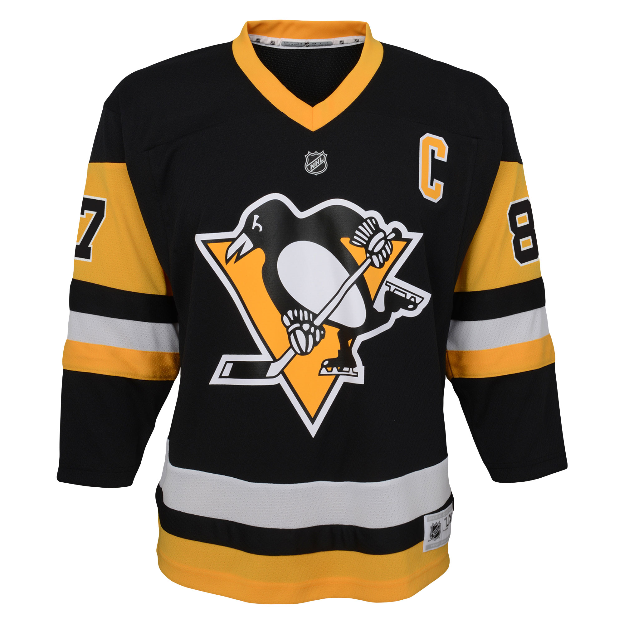 Sidney Crosby Pittsburgh Penguins Youth Captain Patch Home Replica Player Jersey - Black - PersonalJerseys
