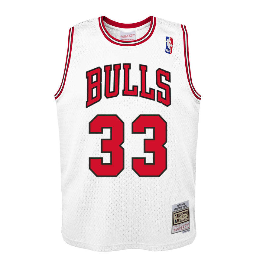 Youth Chicago Bulls Scottie Pippen Mitchell &Ness White Hardwood Classics Swingman Jersey - PersonalJerseys
