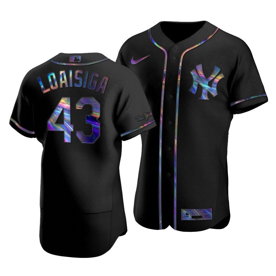 Men's New York Yankees Jonathan Loaisiga #43 Iridescent Logo Holographic Limited Jersey Black - Friend Lounge Store - Shop for All Things Jerseys Sports - PersonalJerseys
