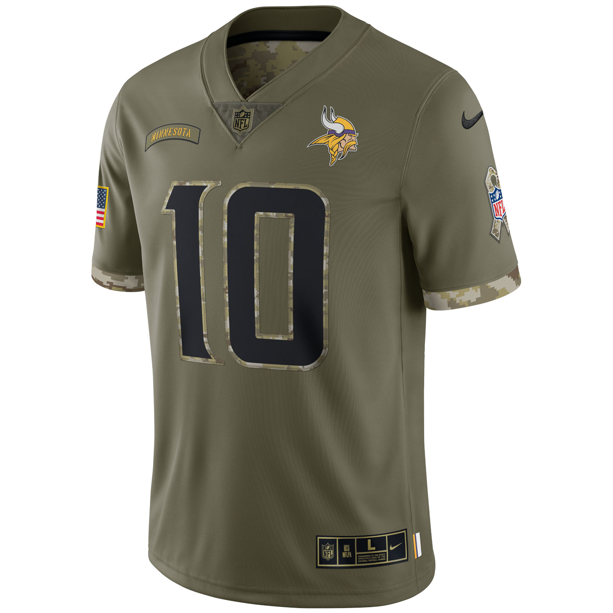 Fran Tarkenton Minnesota Vikings 2022 Salute To Service Retired Player Limited Jersey - Olive - PersonalJerseys