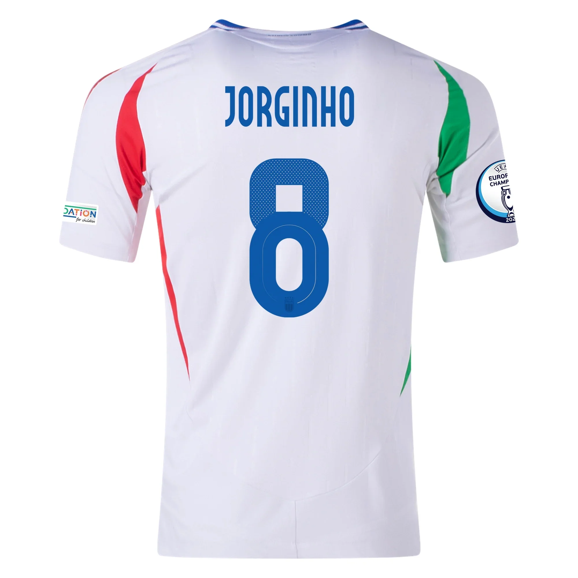 adidas Italy Authentic Jorginho Away Jersey w/ Euro 2024 Patches 24/25 (White) - PersonalJerseys