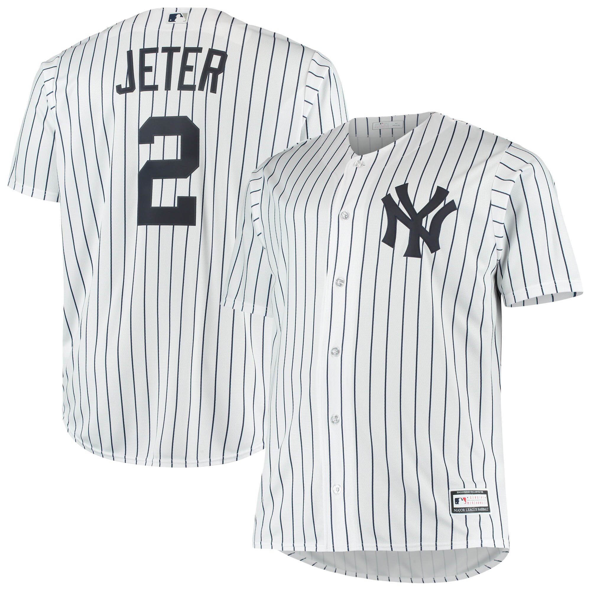 Derek Jeter New York Yankees Big & Tall Replica Player Jersey - White - PersonalJerseys