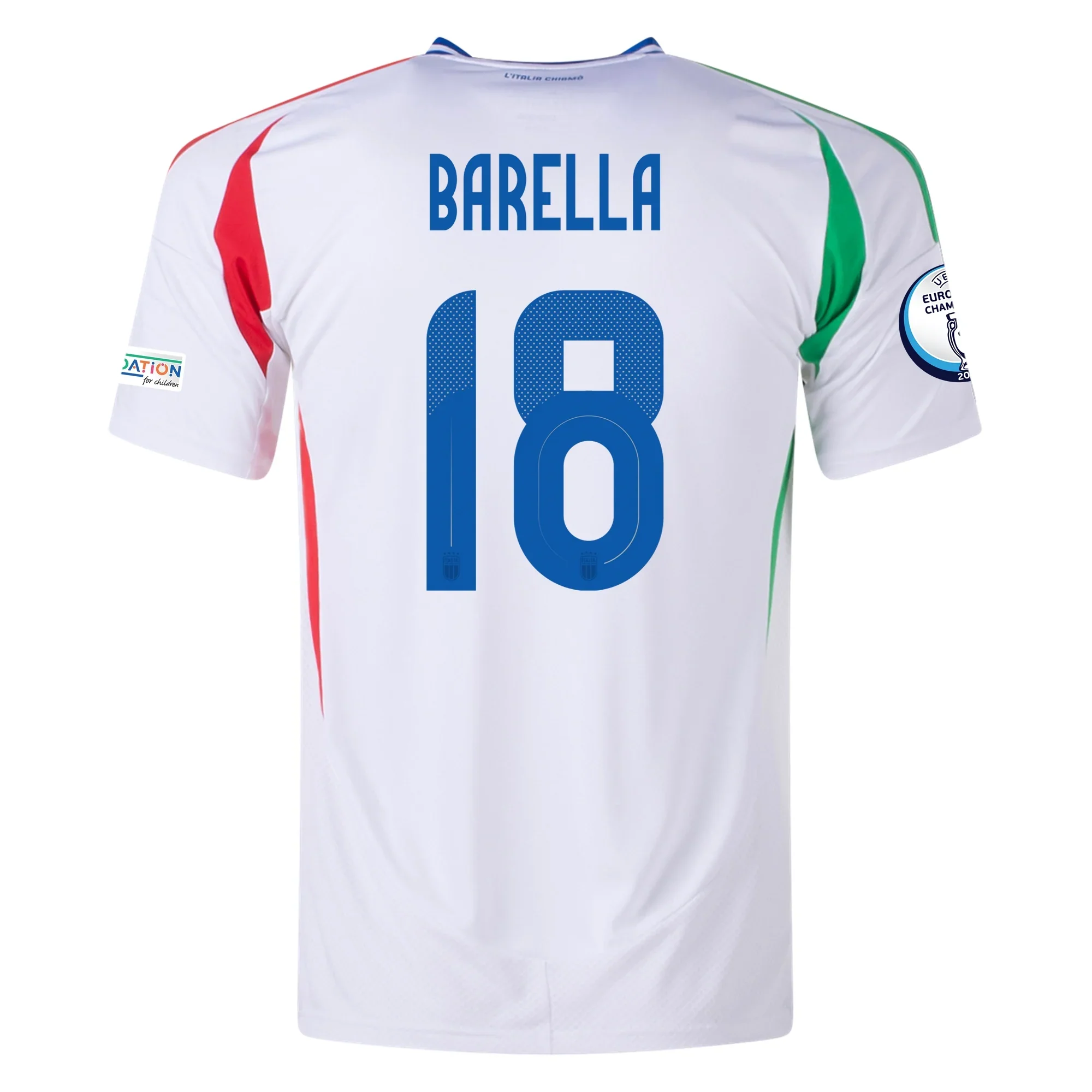 adidas Italy Nicolò Barella Away Jersey w/ Euro 2024 Patches 24/25 (Blue) - PersonalJerseys