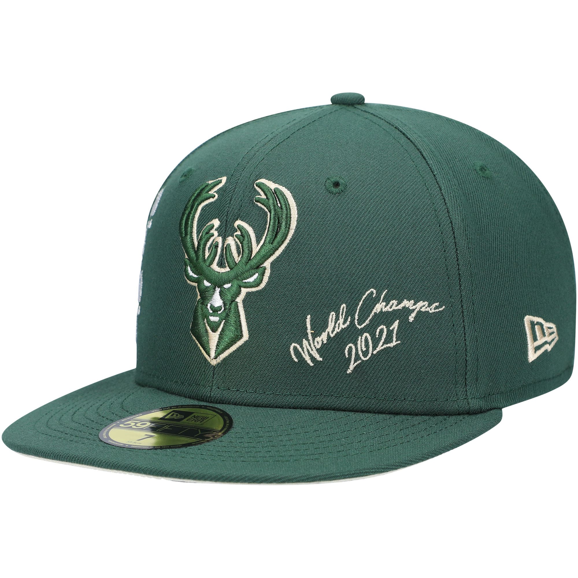 Milwaukee Bucks New Era 2021 NBA Finals Champions Icon 59FIFTY Fitted Hat - Hunter Green - PersonalJerseys