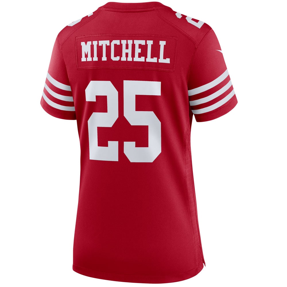 San Francisco 49ers Elijah Mitchell Scarlet Team Player Game Jersey for Youth Women Men - Friend Lounge Store - Shop for All Things Jerseys Sports - PersonalJerseys