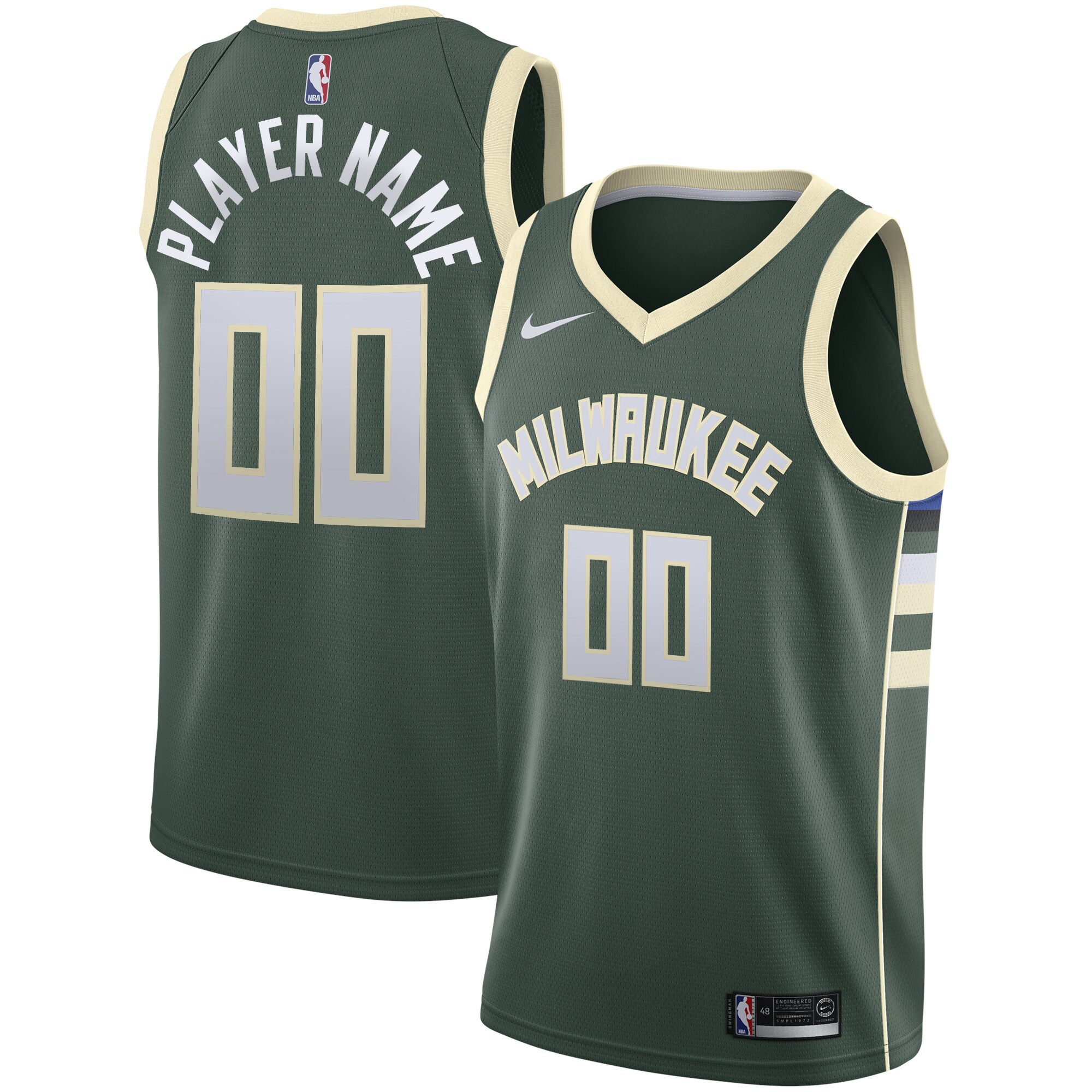 Milwaukee Bucks Nike Swingman Custom Jersey Green - Icon Edition - PersonalJerseys