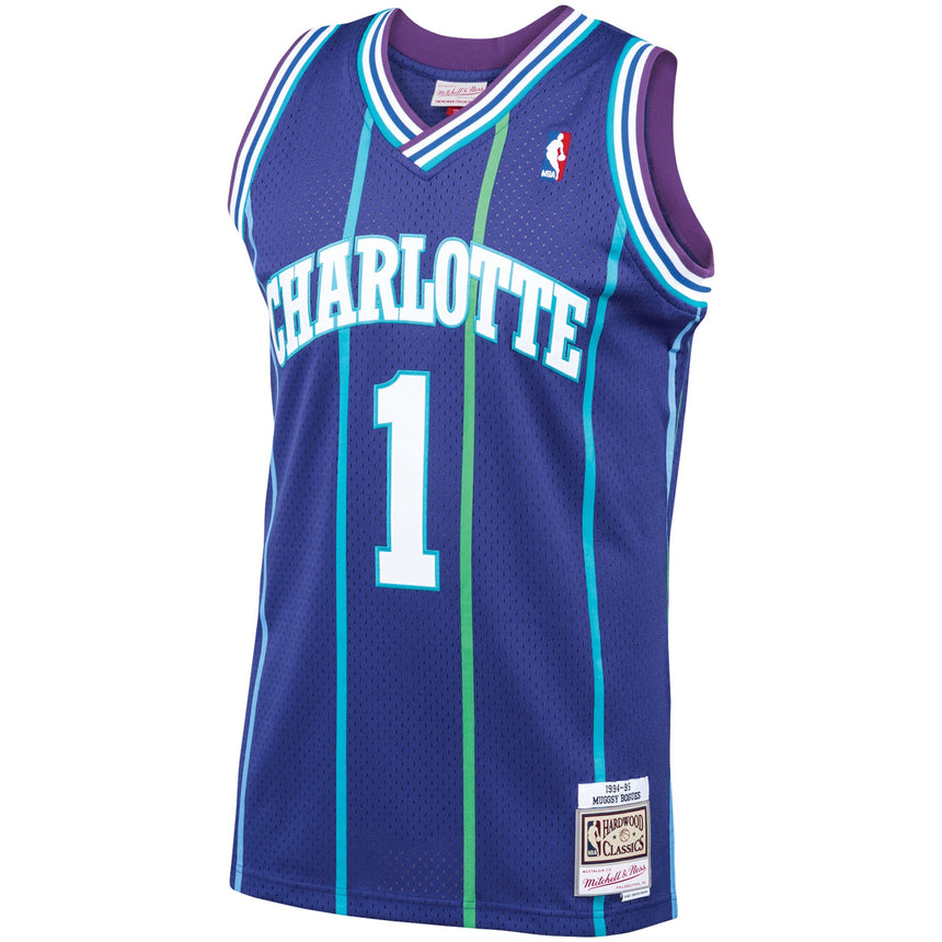 Men?ˉs Muggsy Bogues Charlotte Hornets 1994-95 Purple Swingman Replica Jersey By Mitchell & Ness - PersonalJerseys