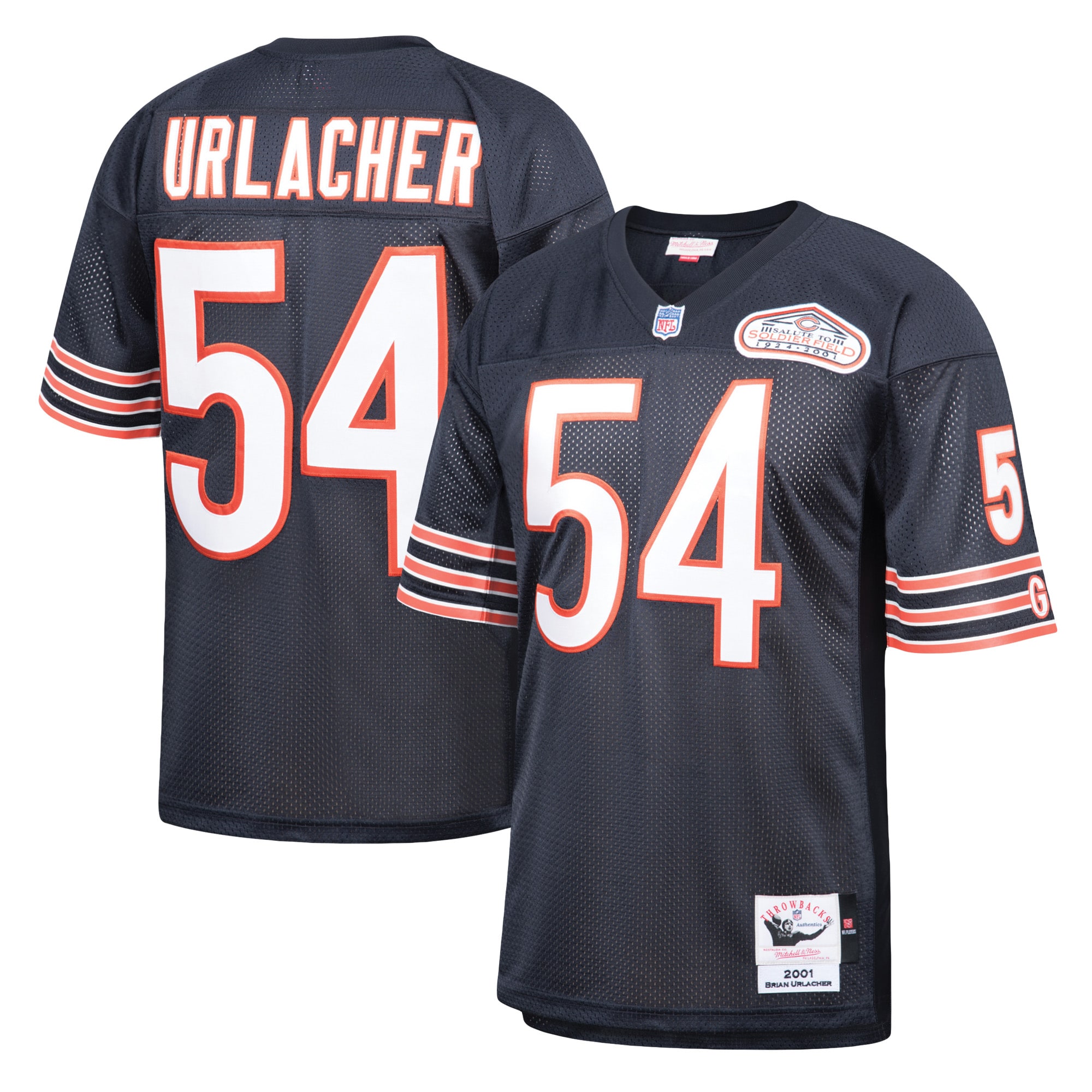 Brian Urlacher Chicago Bears Mitchell & Ness 2001 Authentic Throwback Retired Player Jersey - Navy - PersonalJerseys