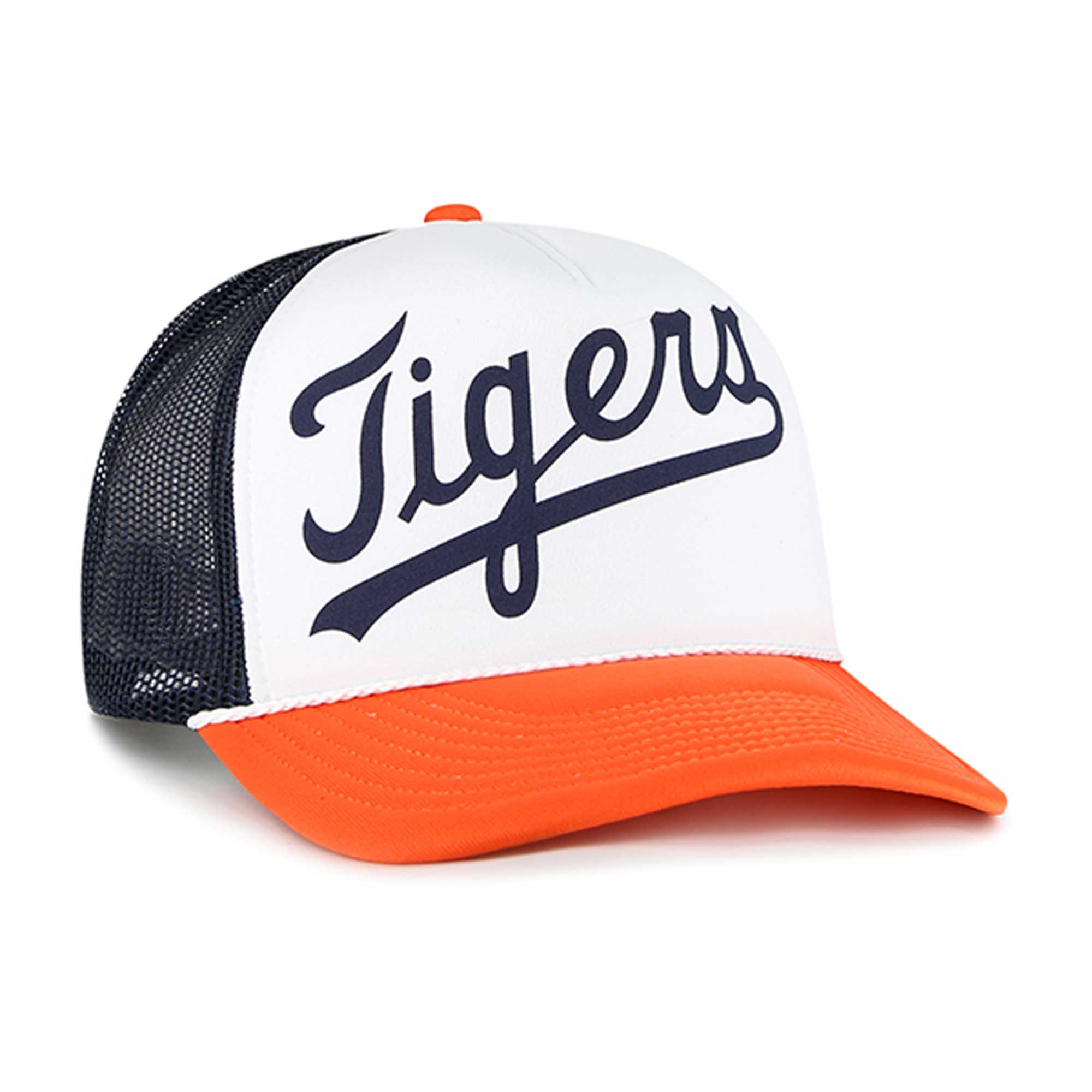 Detroit Tigers '47 Foam Front Script Trucker Snapback Hat - White - PersonalJerseys