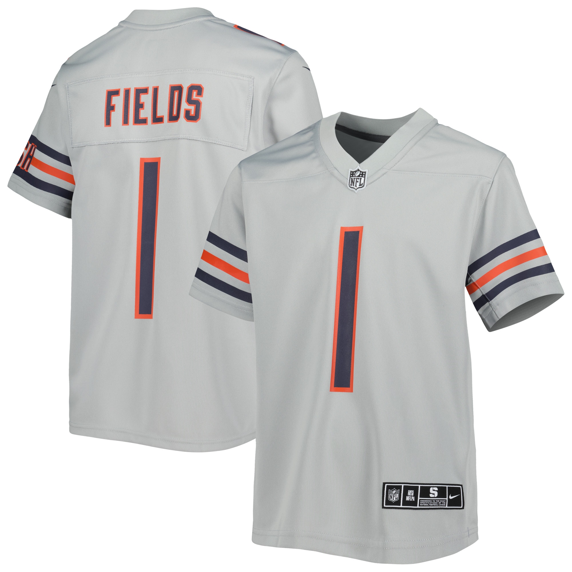 Justin Fields Chicago Bears Nike Youth Inverted Game Jersey - Gray - PersonalJerseys