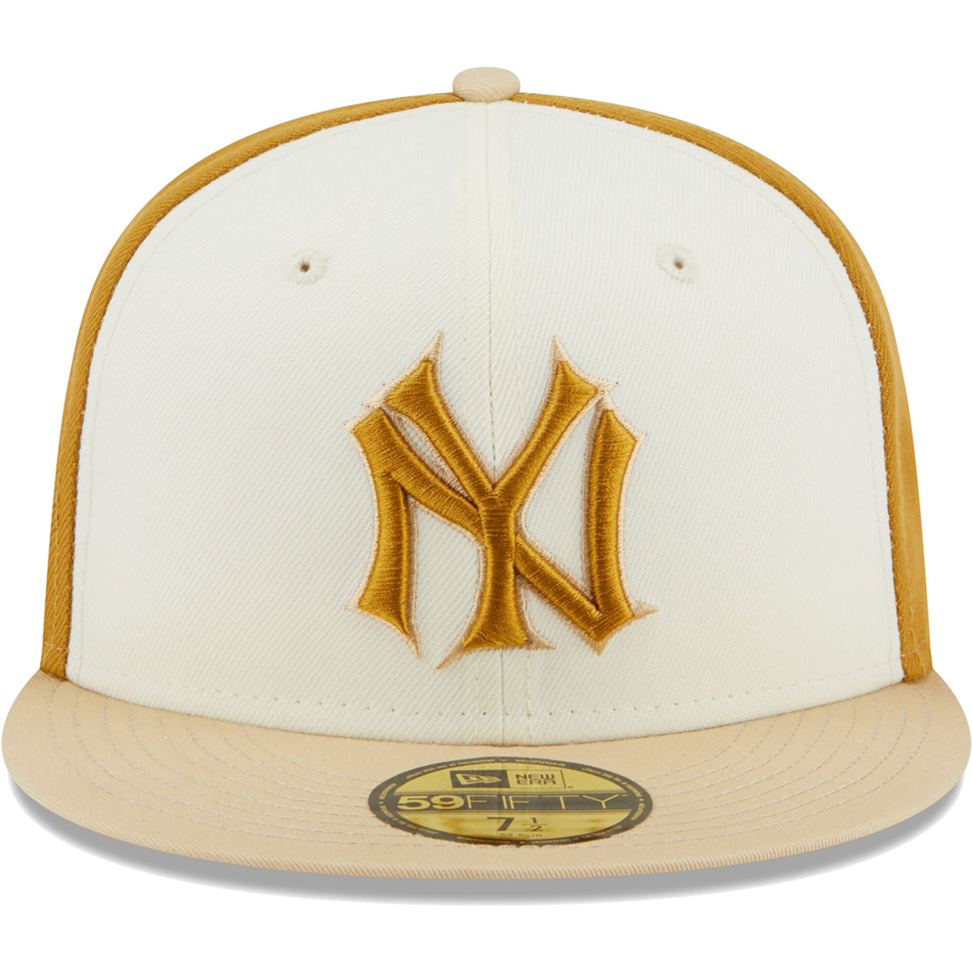 New York Yankees New Era  Chrome Anniversary 59FIFTY Fitted Hat - Cream/Gold - PersonalJerseys