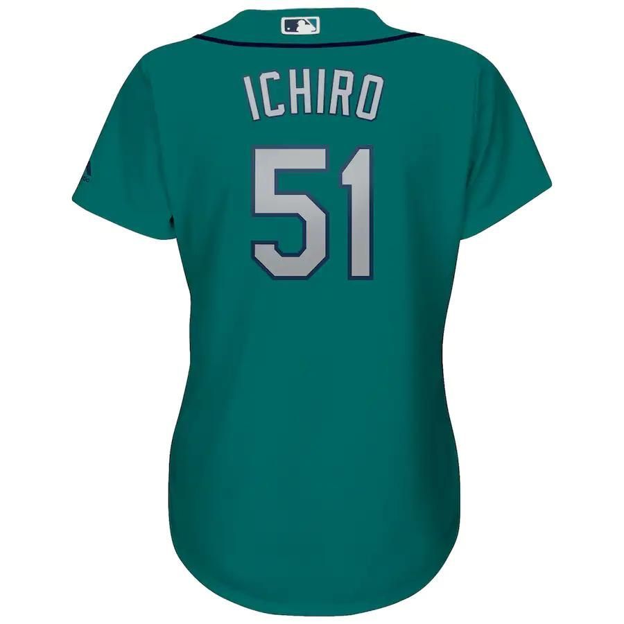 Ichiro Suzuki Seattle Mariners Majestic Women's Cool Base Player Jersey - Aqua - Friend Lounge Store - Shop for All Things Jerseys Sports - PersonalJerseys