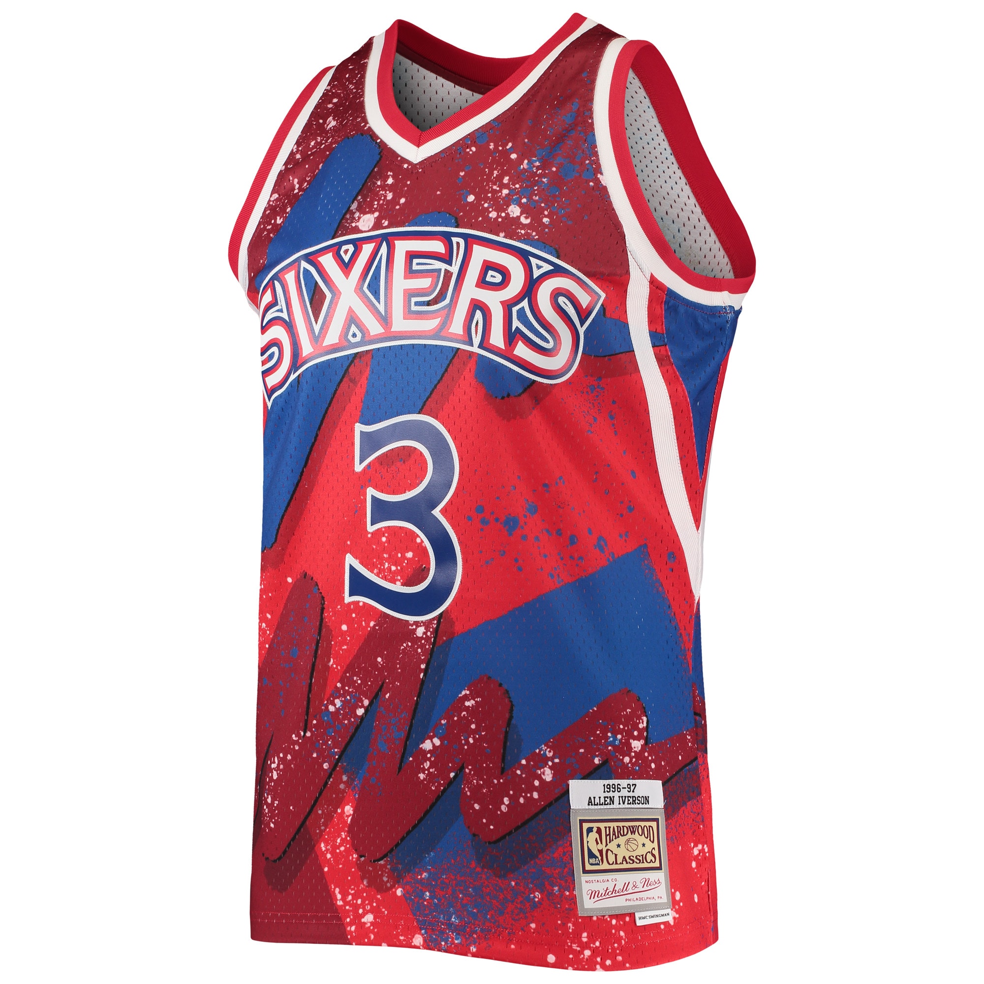 Allen Iverson Philadelphia 76ers Mitchell & Ness Hardwood Classics 1996/97 Hyper Hoops Swingman Jersey - Red - PersonalJerseys
