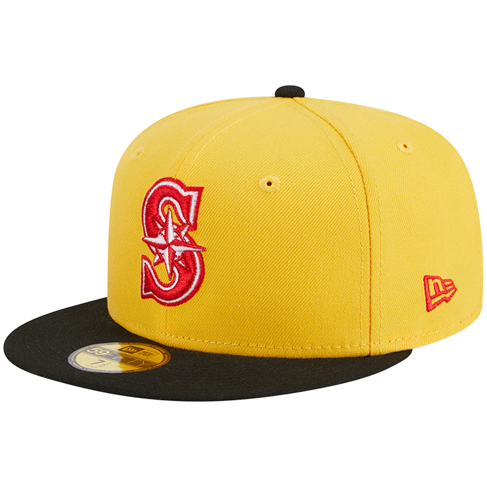 Seattle Mariners New Era Grilled 59FIFTY Fitted Hat - Yellow/Black - PersonalJerseys