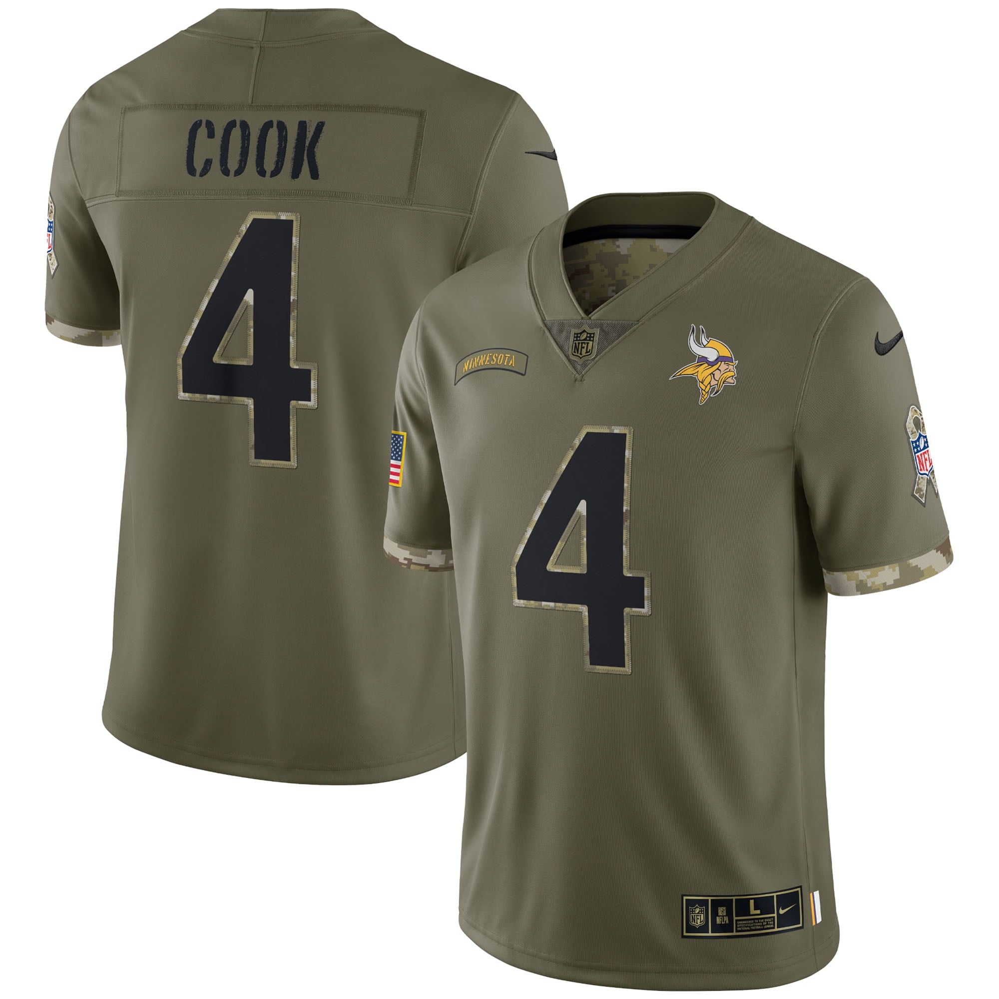 Men's Nike Dalvin Cook Olive Minnesota Vikings 2022 Salute To Service Limited Jersey - PersonalJerseys