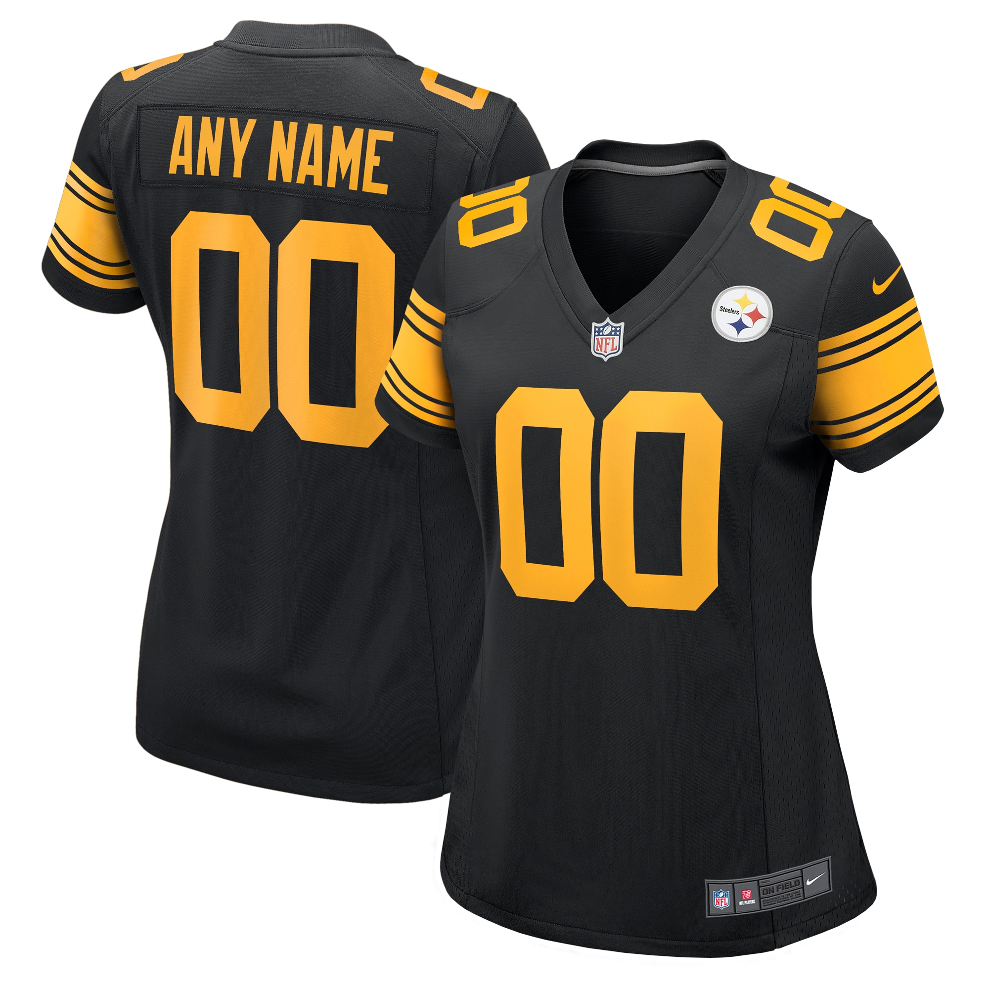 Pittsburgh Steelers Nike Women's Alternate Custom Game Jersey - Black - PersonalJerseys