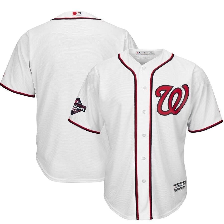 Washington Nationals Majestic 2019 World Series Champions Home Cool Base Patch Jersey - White - Friend Lounge Store - Shop for All Things Jerseys Sports - PersonalJerseys