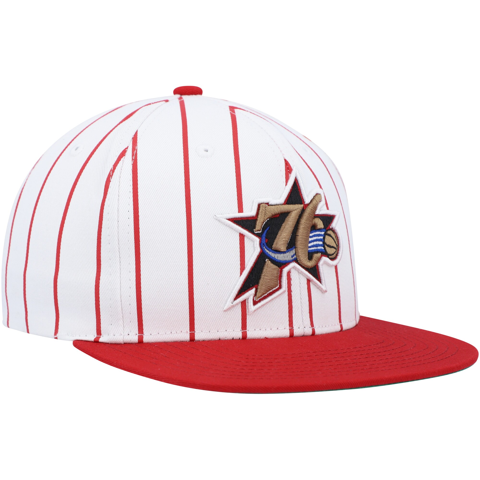 Philadelphia 76ers Mitchell & Ness Hardwood Classics Pinstripe Snapback Hat - White - PersonalJerseys