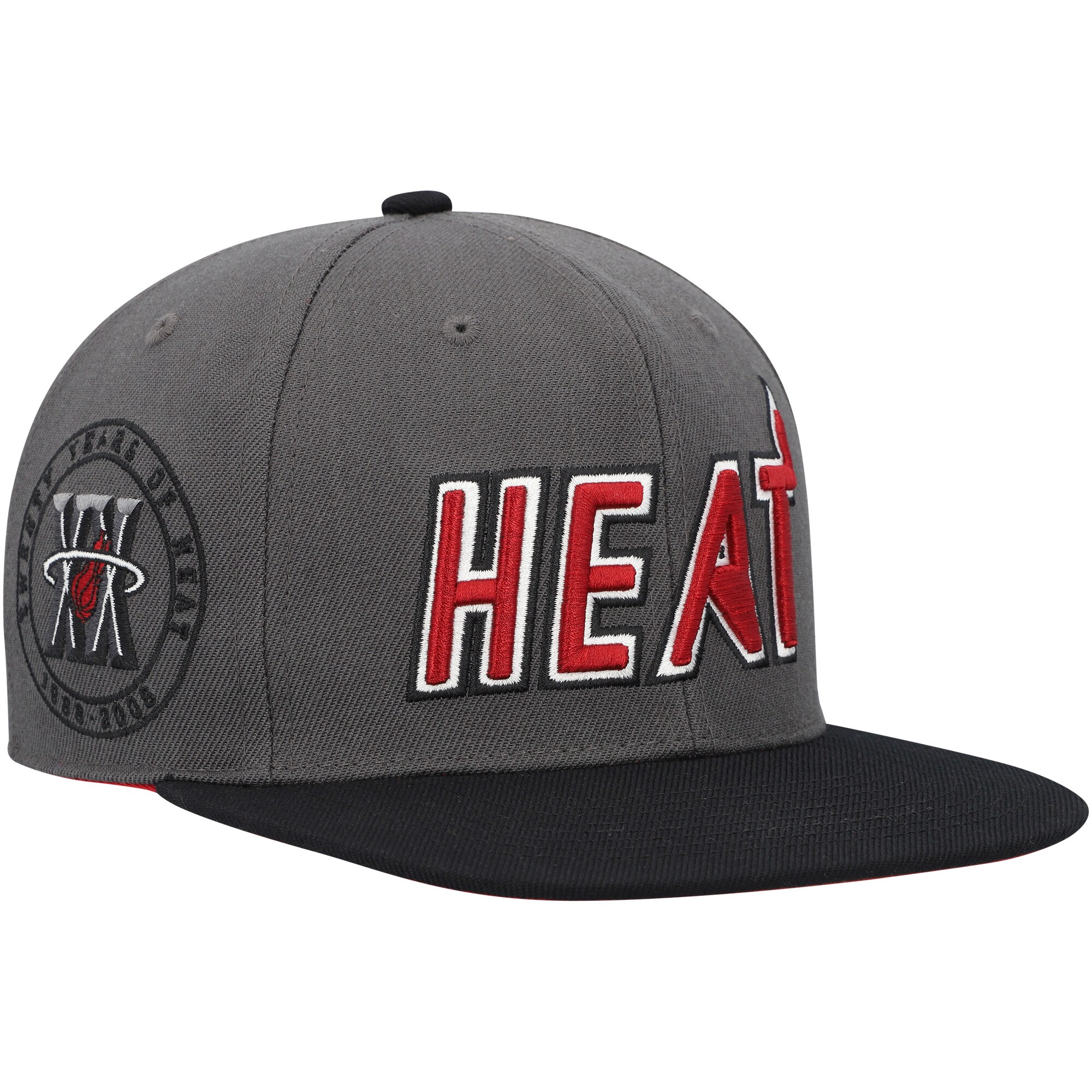 Miami Heat Mitchell & Ness Hardwood Classics 20th Anniversary Born & Bred Fitted Hat - Gray/Black - PersonalJerseys