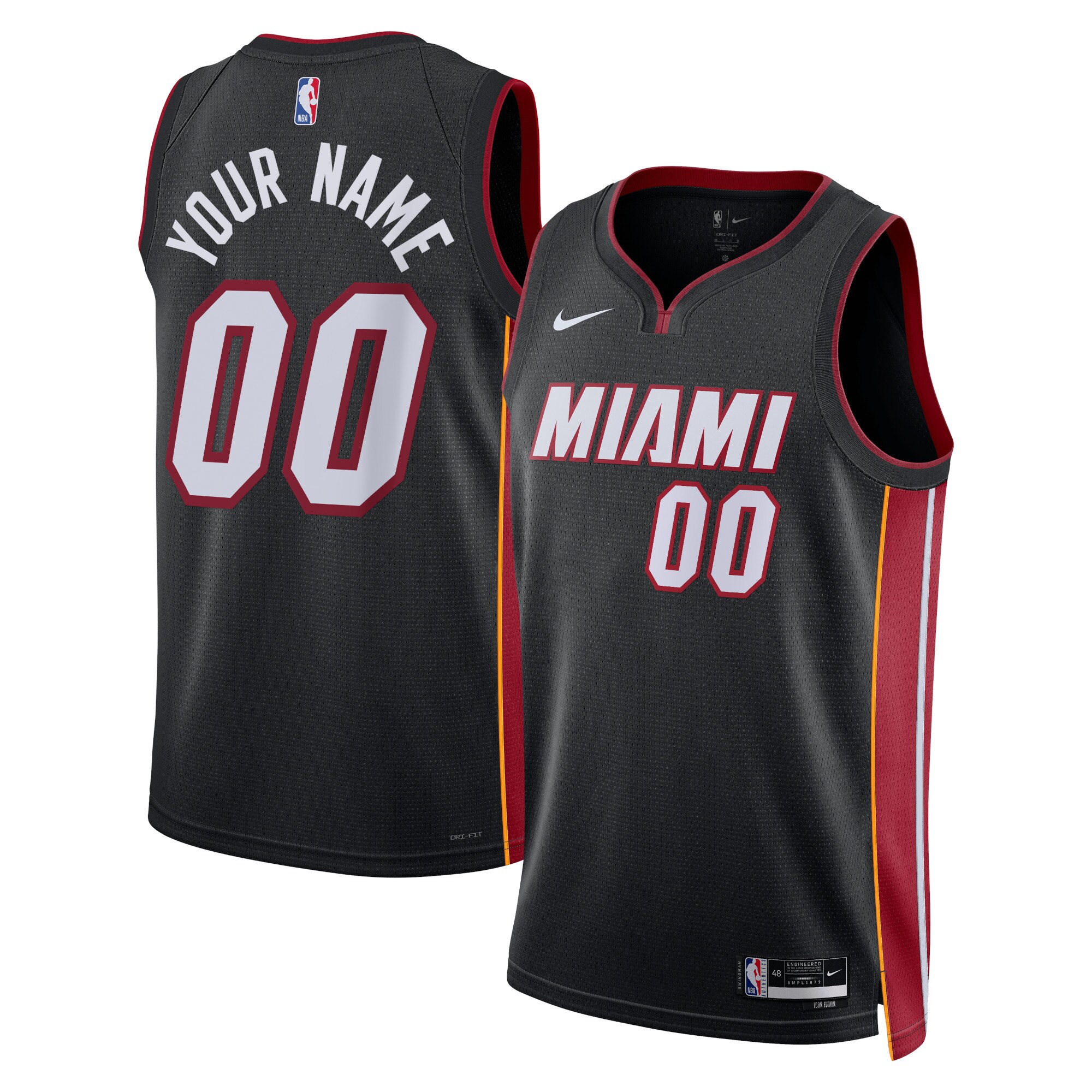 Miami Heat Nike Unisex Swingman Custom Jersey Black - Icon Edition - PersonalJerseys