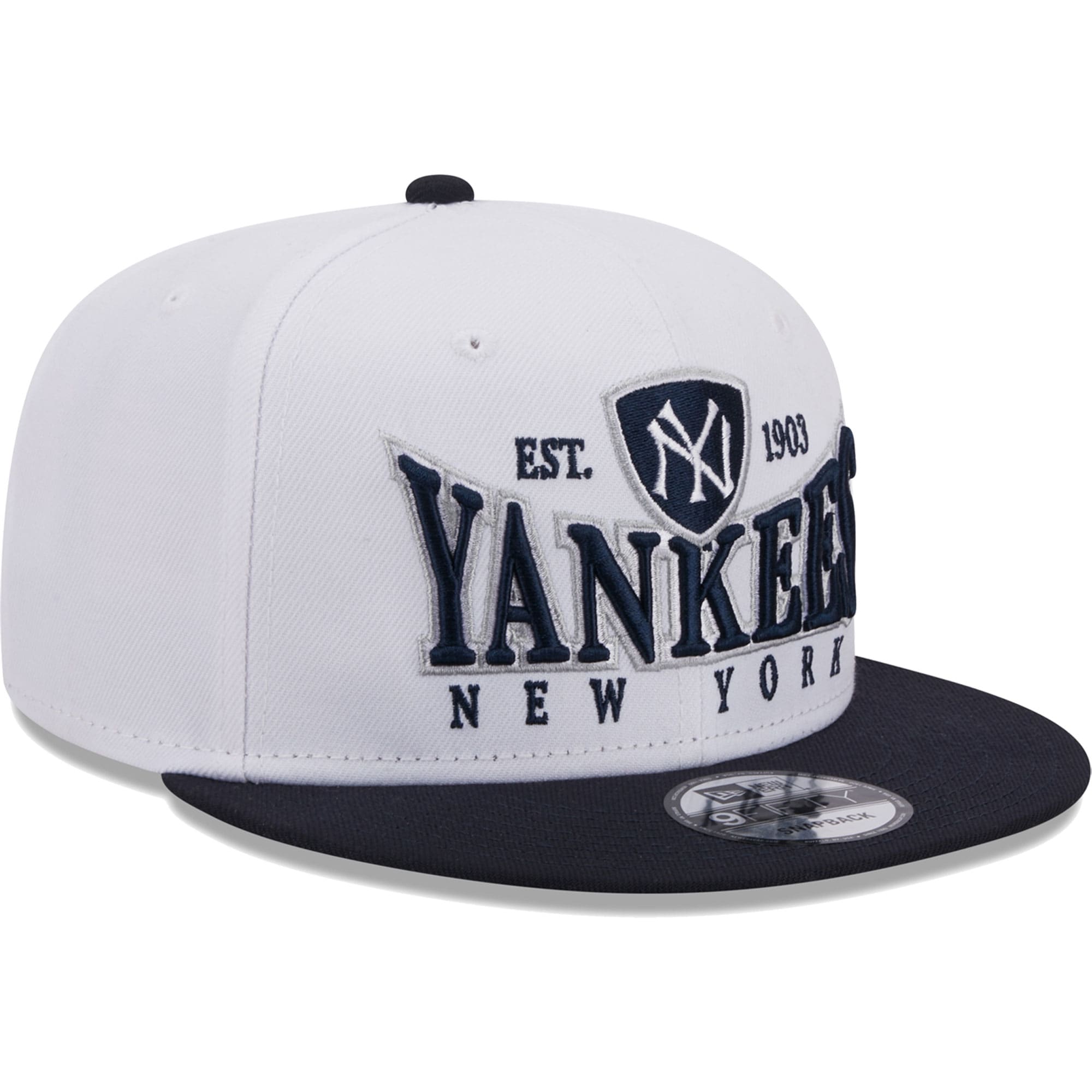 New York Yankees New Era Crest 9FIFTY Snapback Hat - White/Navy - PersonalJerseys