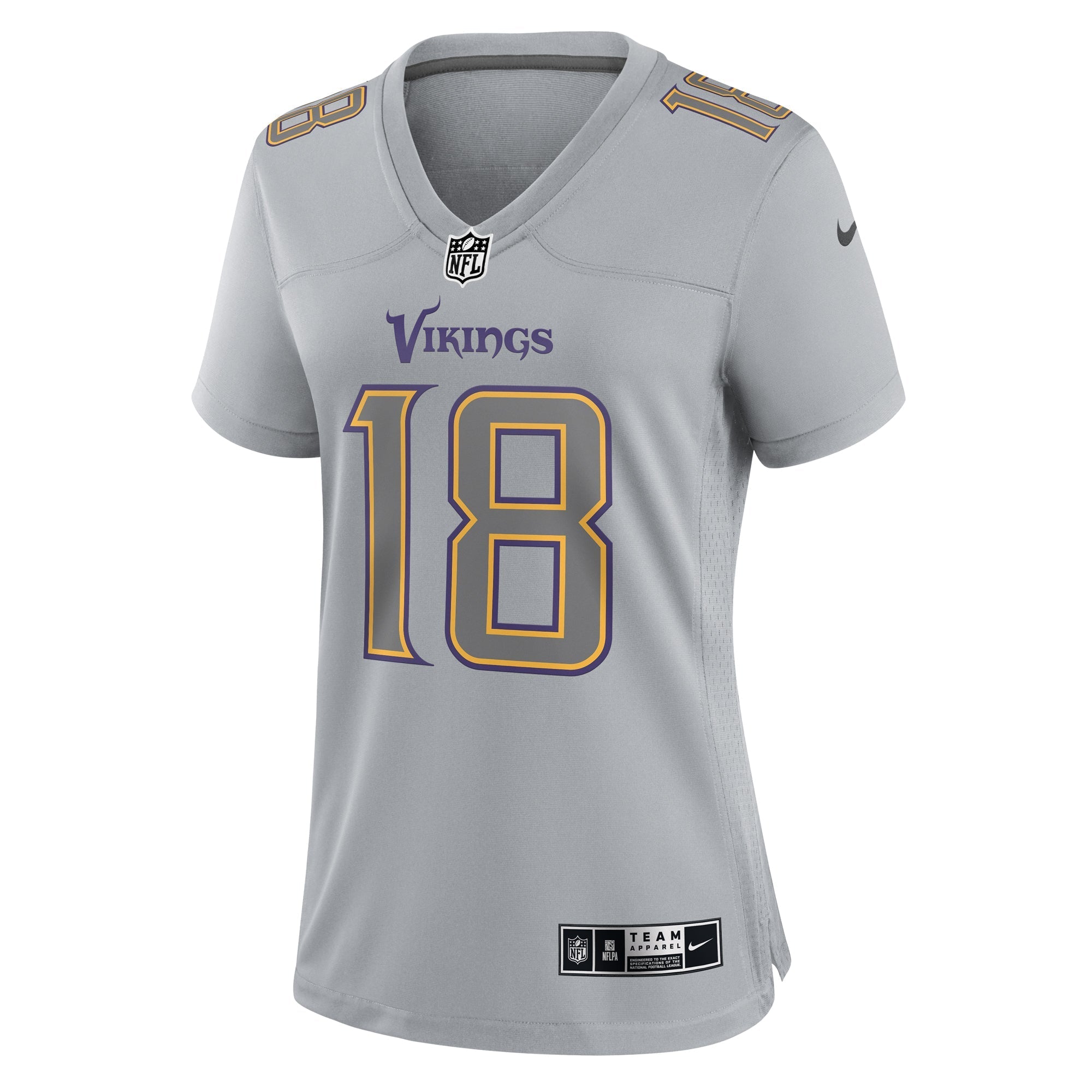 Women's Nike Justin Jefferson Gray Minnesota Vikings Atmosphere Fashion Game Jersey - PersonalJerseys