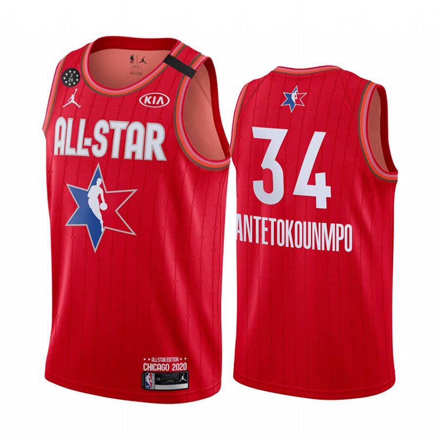 2020 All-Star Giannis Antetokounmpo #34 Jersey Eastern Conference Milwaukee Bucks Red - Friend Lounge Store - Shop for All Things Jerseys Sports - PersonalJerseys