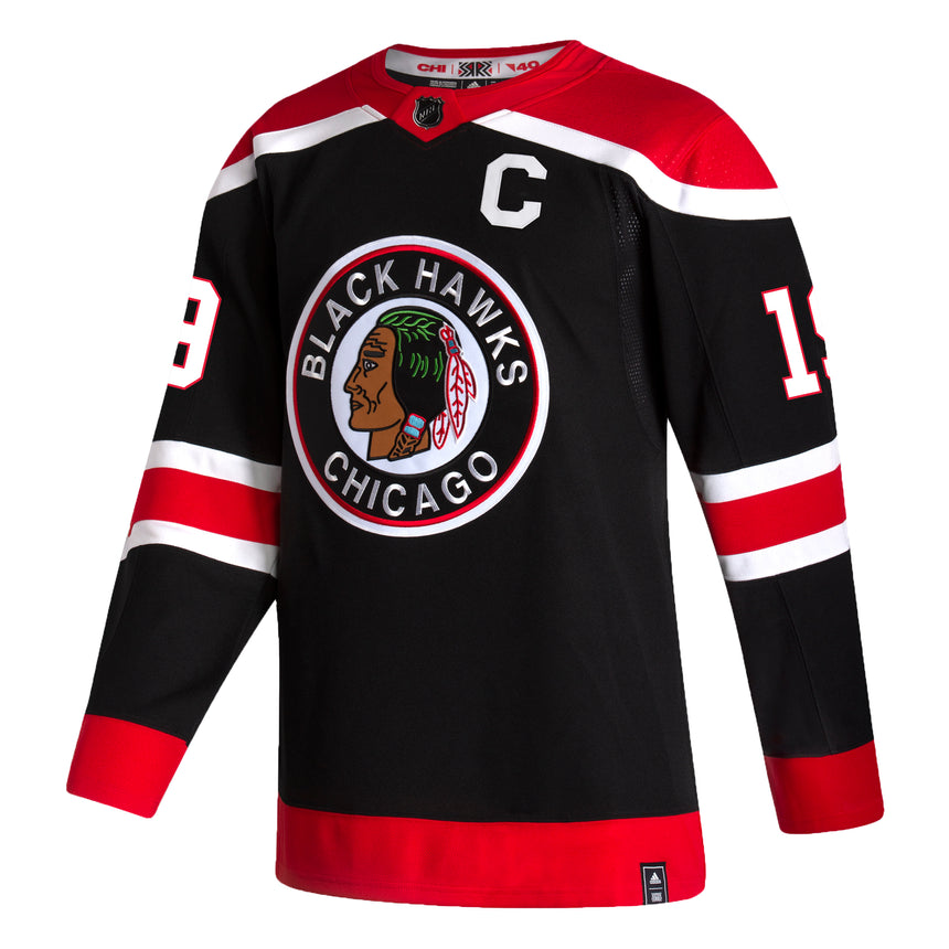 Men's Chicago Blackhawks Jonathan Toews adidas Black Reverse Retro Premium Twill Authentic Team Jersey - Sports Wear Jersey - PersonalJerseys
