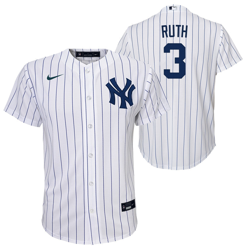 Youth Babe Ruth New York Yankees White Home Replica Player Jersey - PersonalJerseys