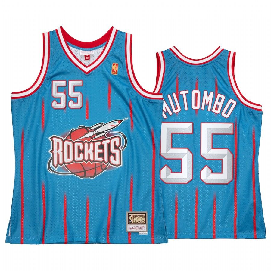 Dikembe Mutombo #55 Houston Rockets Reload 2.0 Jersey Blue - Friend Lounge Store - Shop for All Things Jerseys Sports - PersonalJerseys