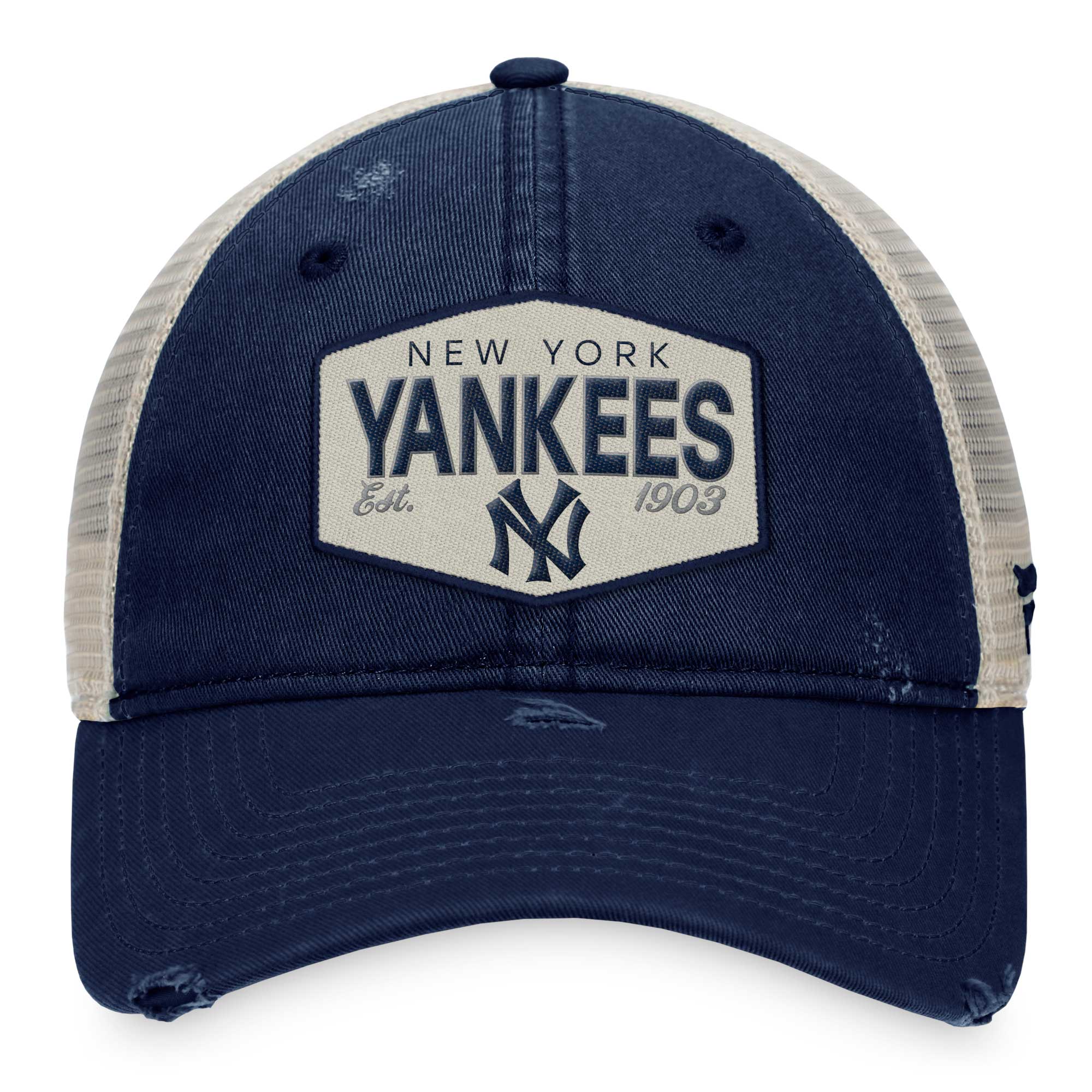 New York Yankees Fanatics Branded Patch Trucker Adjustable Hat - Navy - PersonalJerseys