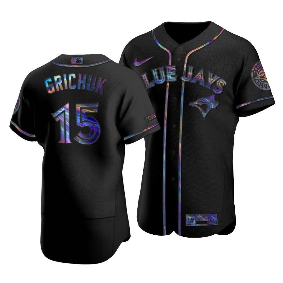 Men's Toronto Blue Jays Randal Grichuk #15 Iridescent Logo Holographic Limited Jersey Black - Friend Lounge Store - Shop for All Things Jerseys Sports - PersonalJerseys