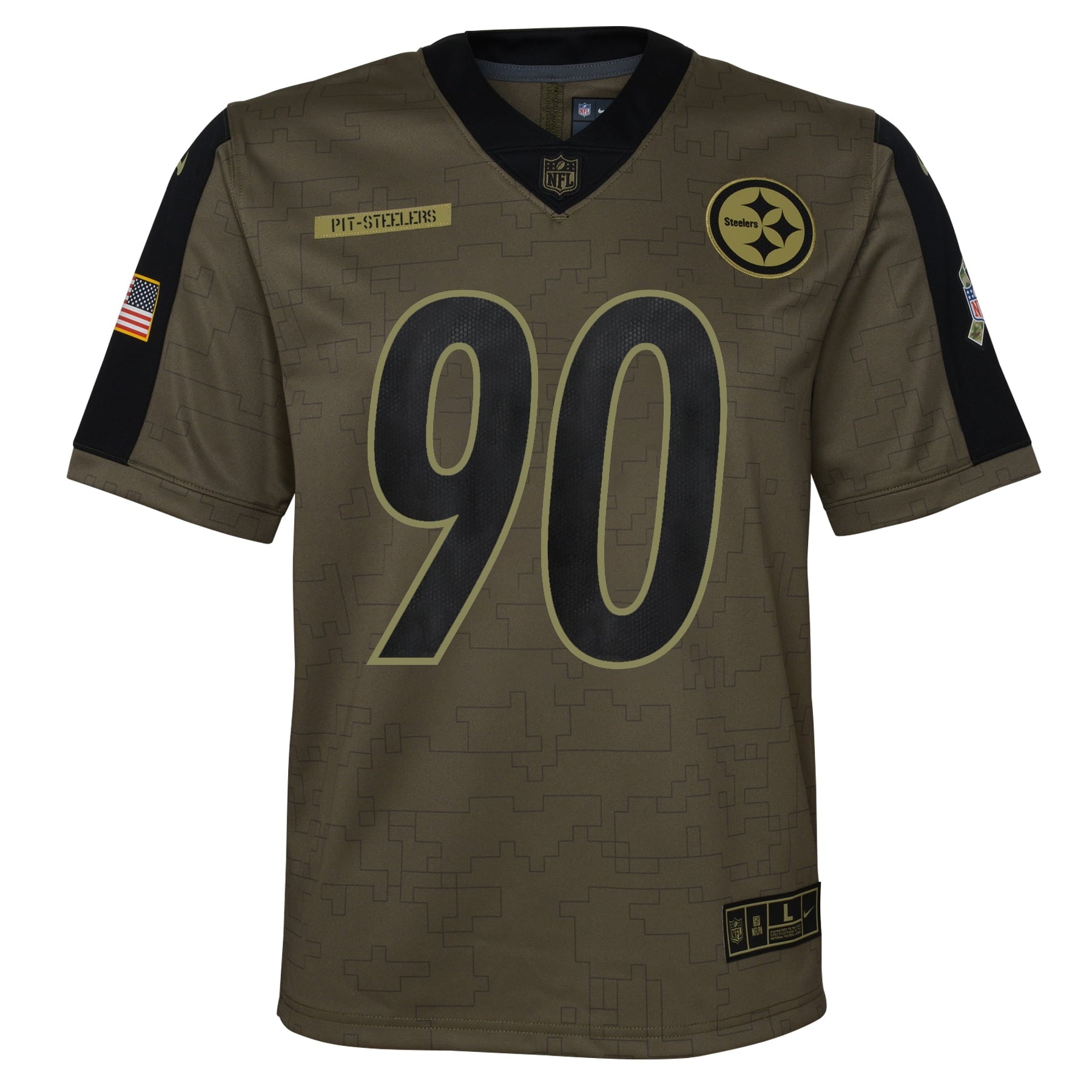 Youth Nike T.J. Watt Olive Pittsburgh Steelers 2021 Salute To Service Game Jersey - PersonalJerseys