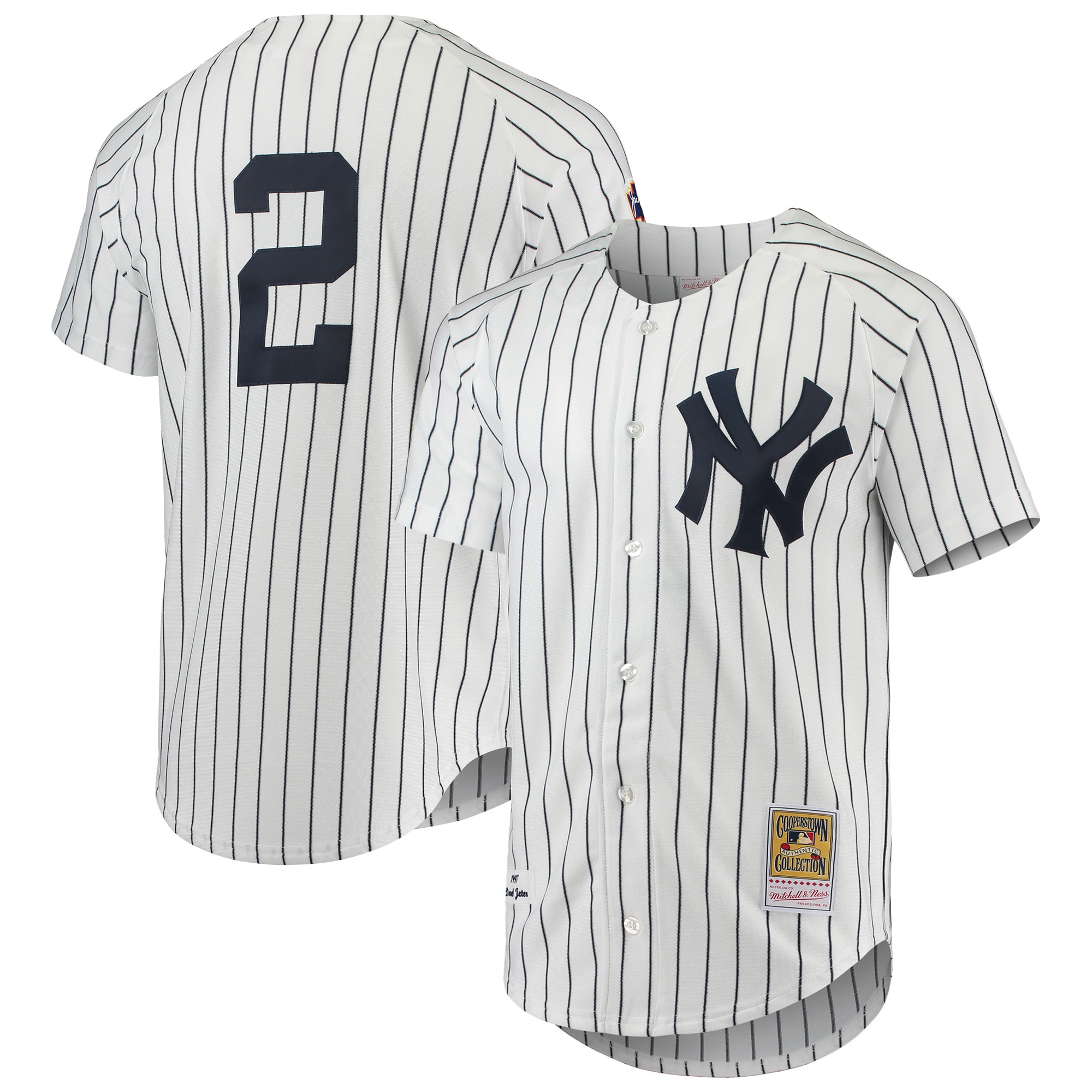 Derek Jeter New York Yankees Mitchell & Ness 1997 Cooperstown Collection Authentic Jersey - White - PersonalJerseys