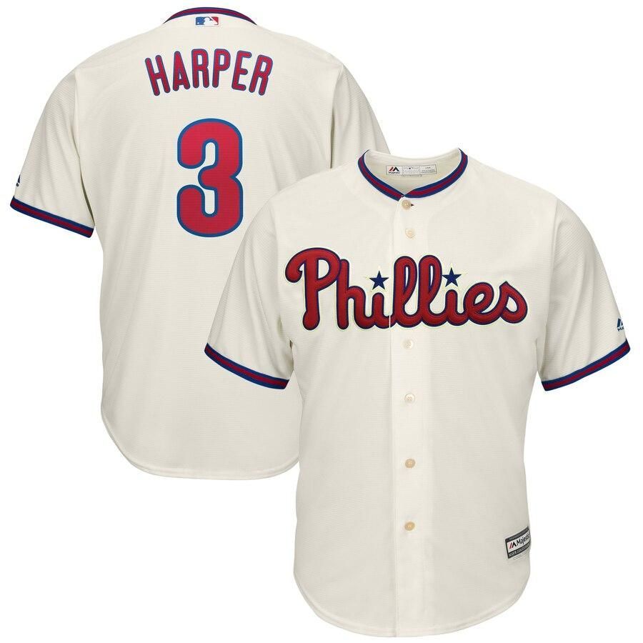 Bryce Harper Philadelphia Phillies Majestic Alternate Official Cool Base Player Jersey - Cream - Friend Lounge Store - Shop for All Things Jerseys Sports - PersonalJerseys