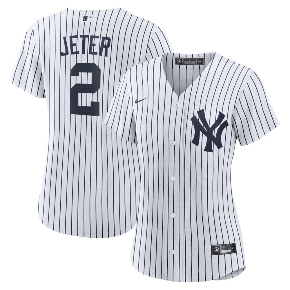 Women's New York Yankees Derek Jeter Home Player Name Jersey - White/Navy - PersonalJerseys