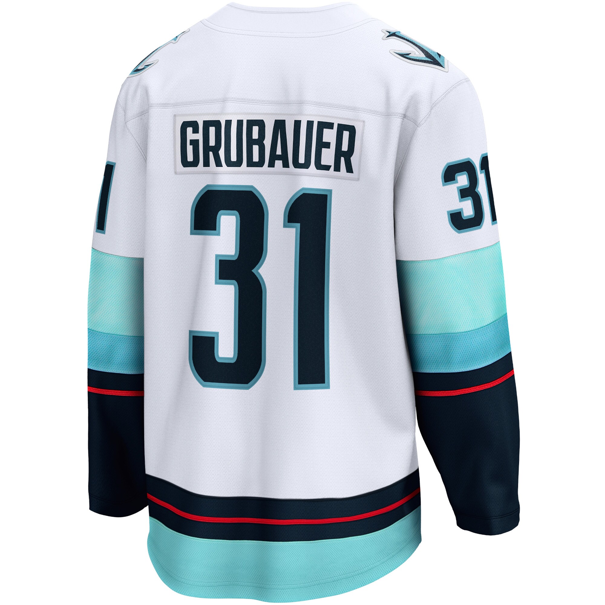 Philipp Grubauer Seattle Kraken Fanatics Branded Away Premier Breakaway Player Jersey - White - PersonalJerseys
