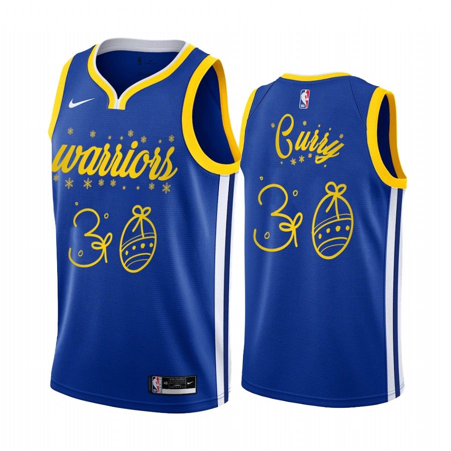 Stephen Curry Golden State Warriors 2020 Christmas Night Royal Jersey Festive Special Edition - Friend Lounge Store - Shop for All Things Jerseys Sports - PersonalJerseys