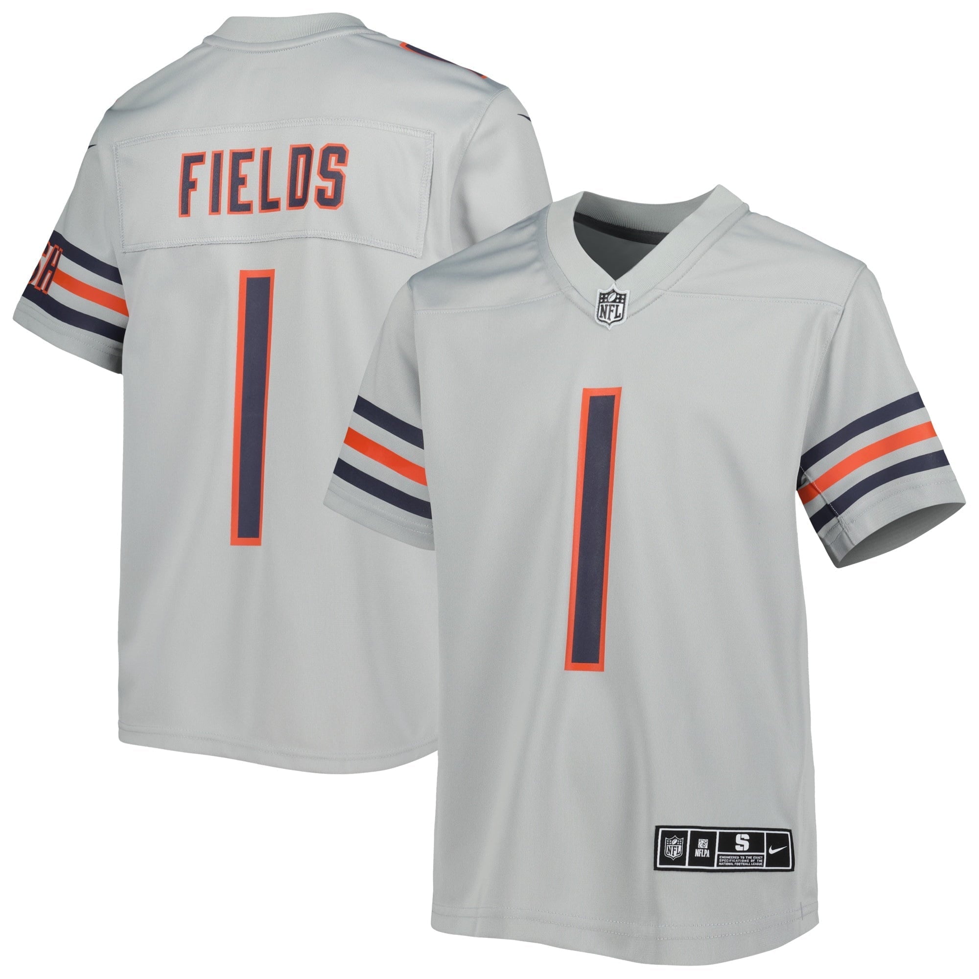 Youth Nike Justin Fields Gray Chicago Bears Inverted Game Jersey - PersonalJerseys