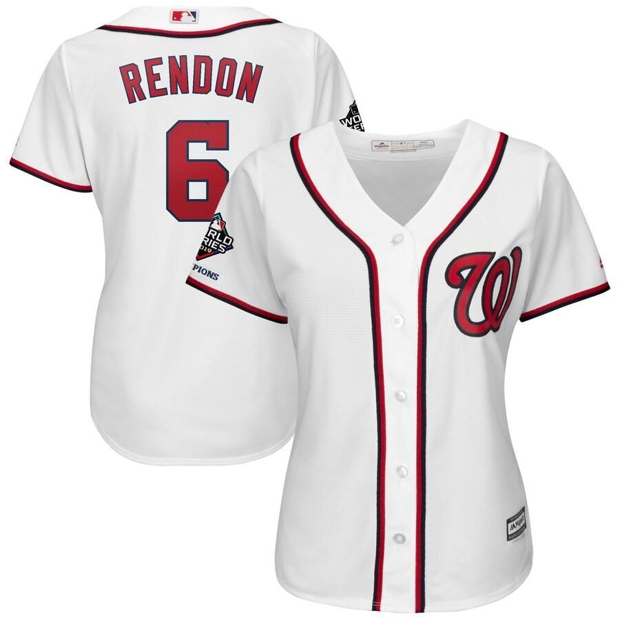 Anthony Rendon Washington Nationals Majestic Women's 2019 World Series Champions Home Official Cool Base Bar Patch Player Jersey - White - Friend Lounge Store - Shop for All Things Jerseys Sports - PersonalJerseys