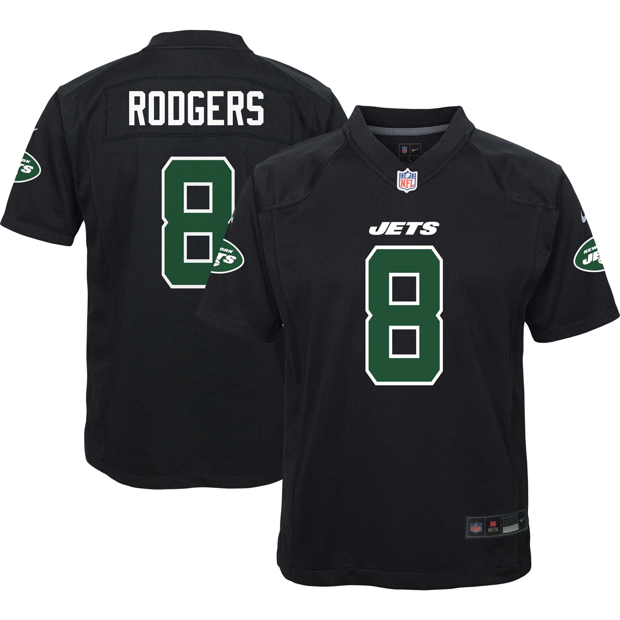 Aaron Rodgers New York Jets Nike Youth Game Jersey - Black - PersonalJerseys