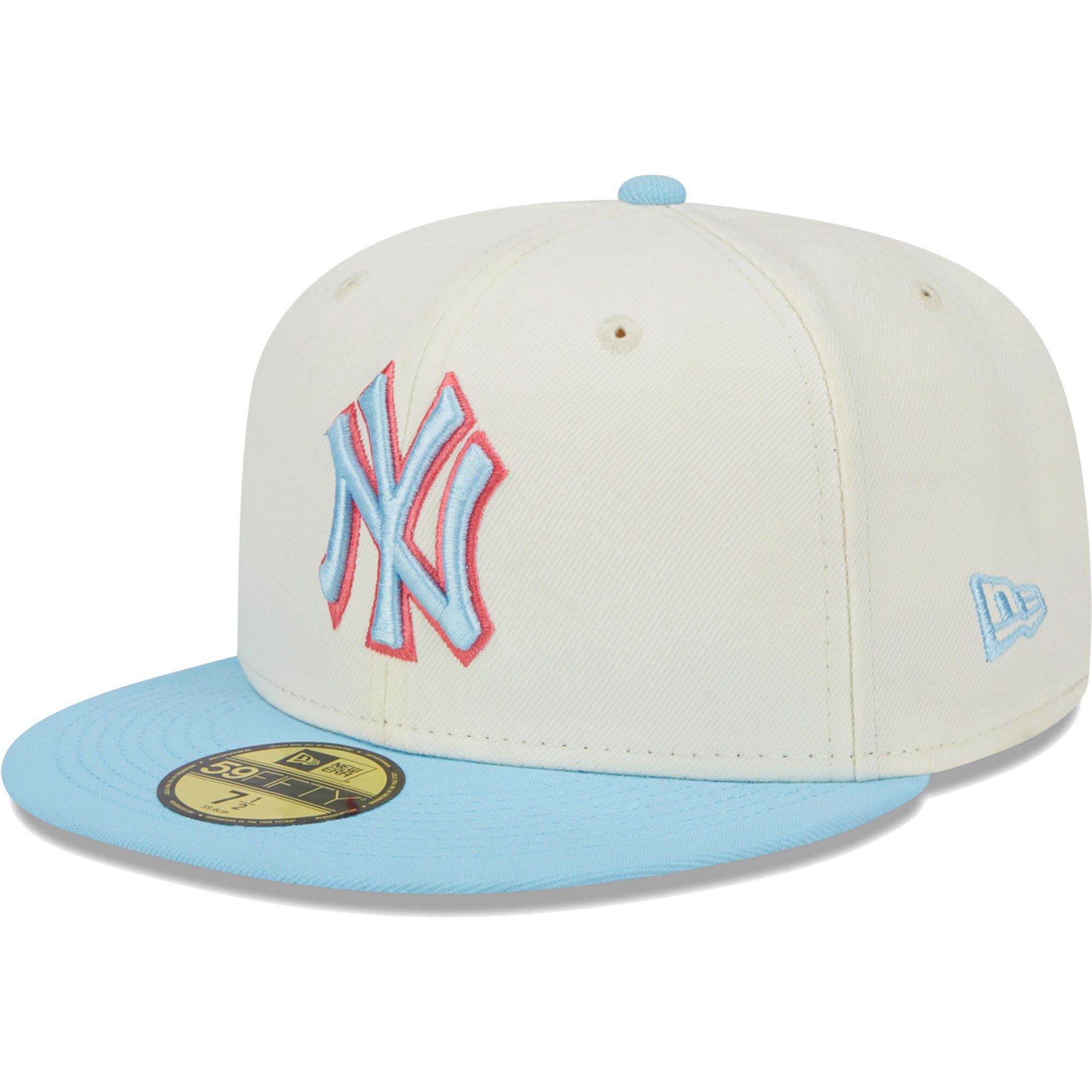 New York Yankees New Era Spring Color Two-Tone 59FIFTY Fitted Hat - Cream/Light Blue - PersonalJerseys