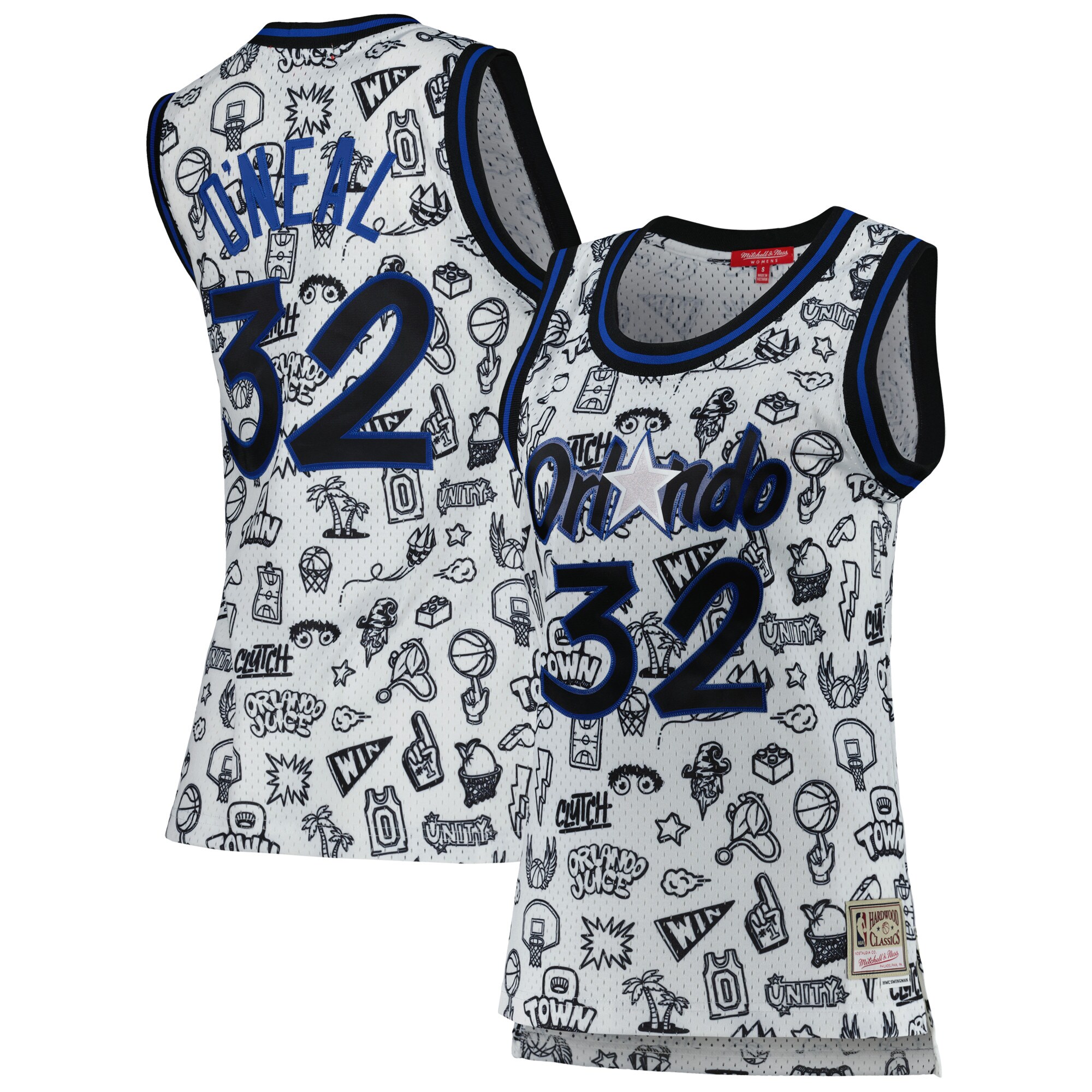 Shaquille O'Neal Orlando Magic Mitchell & Ness Women's 1994 Doodle Swingman Jersey - White - PersonalJerseys